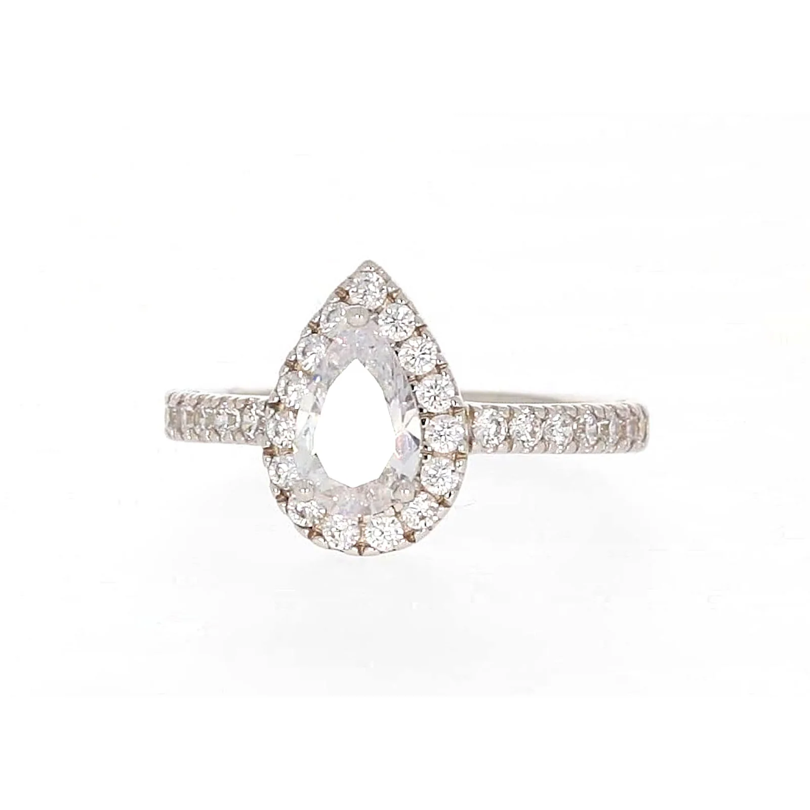 Sterling Silver Cubic Zirconia Pear Ring - Image 4