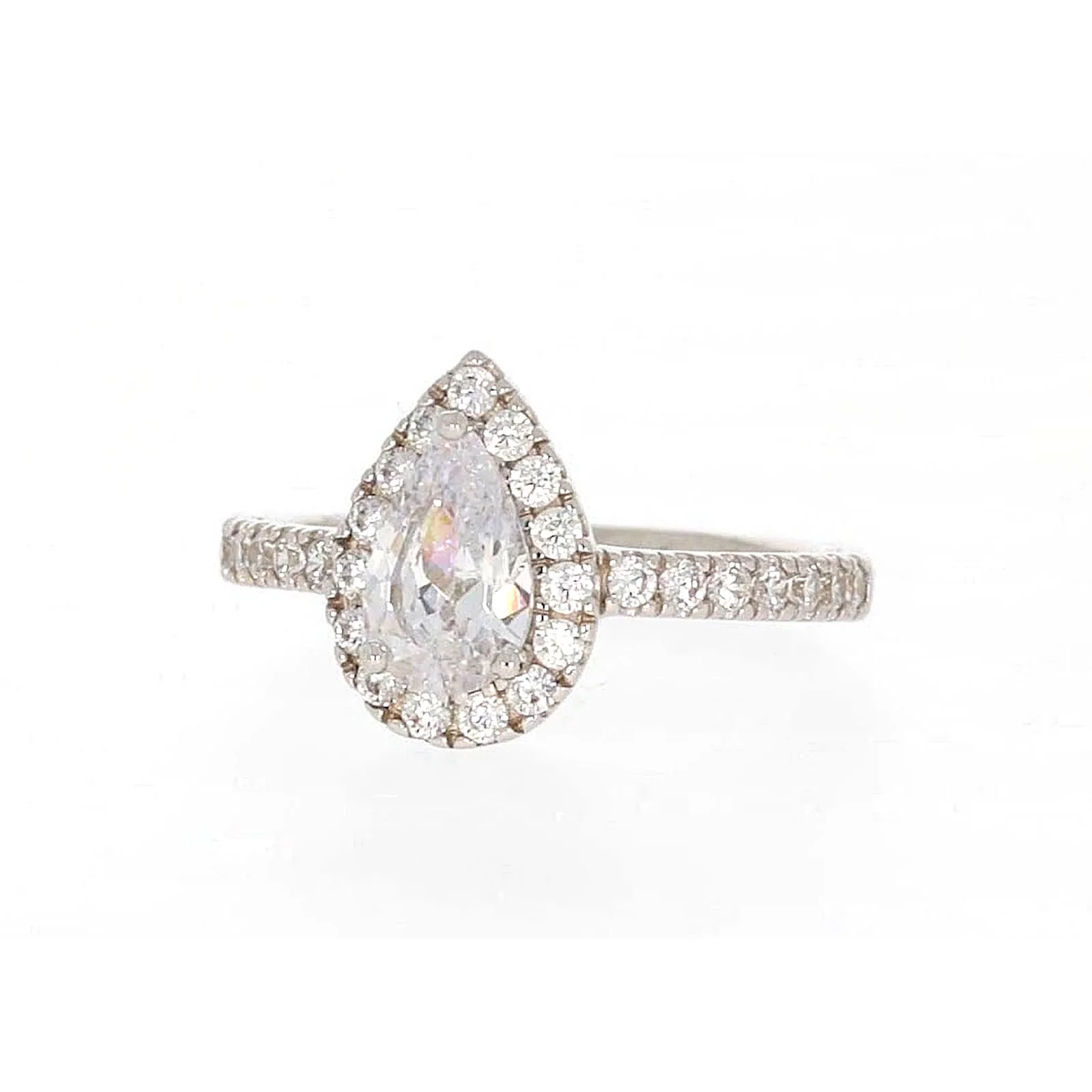 Sterling Silver Cubic Zirconia Pear Ring - Image 5
