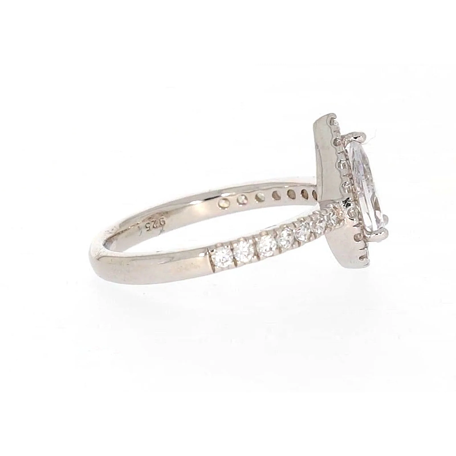 Sterling Silver Cubic Zirconia Pear Ring - Image 58