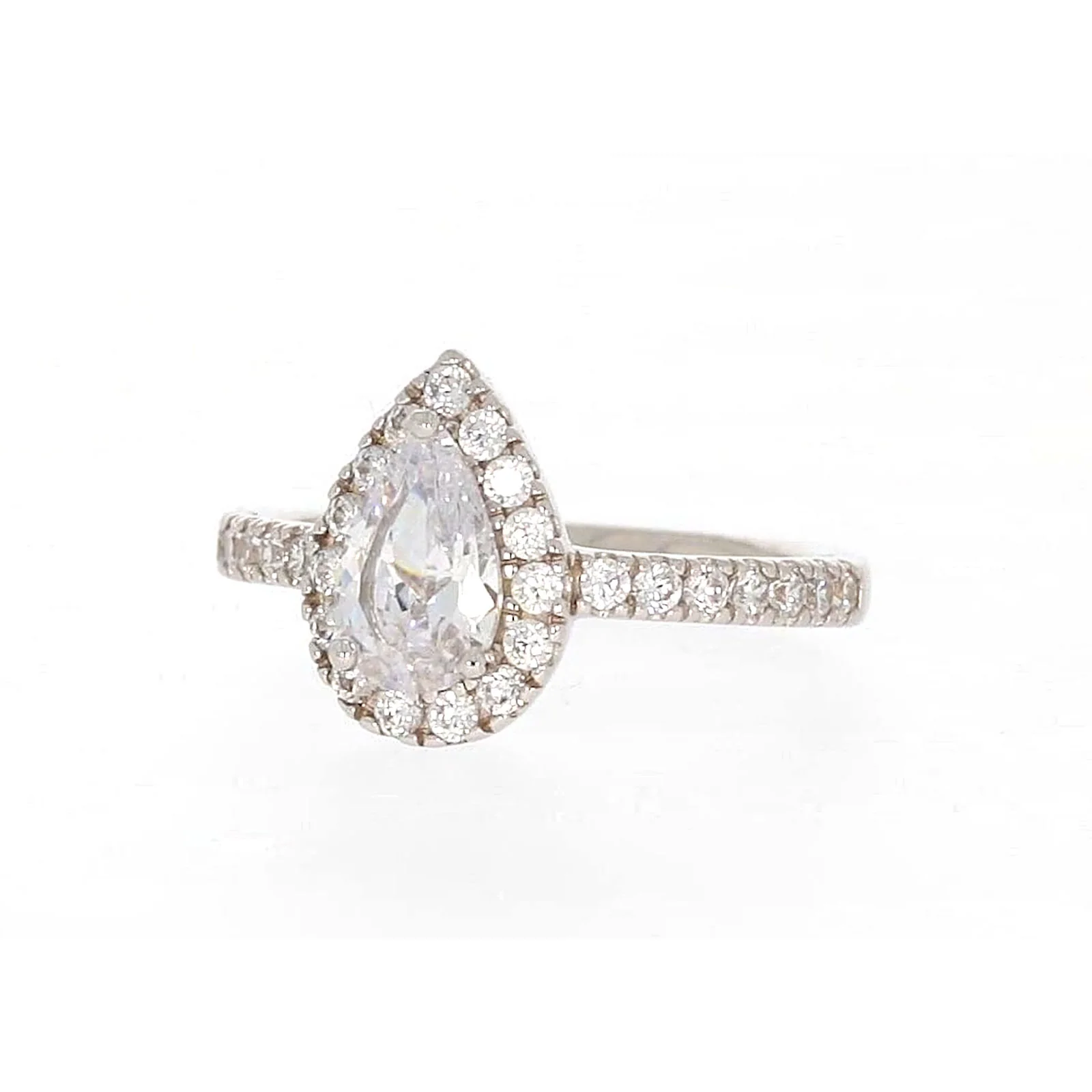 Sterling Silver Cubic Zirconia Pear Ring - Image 6