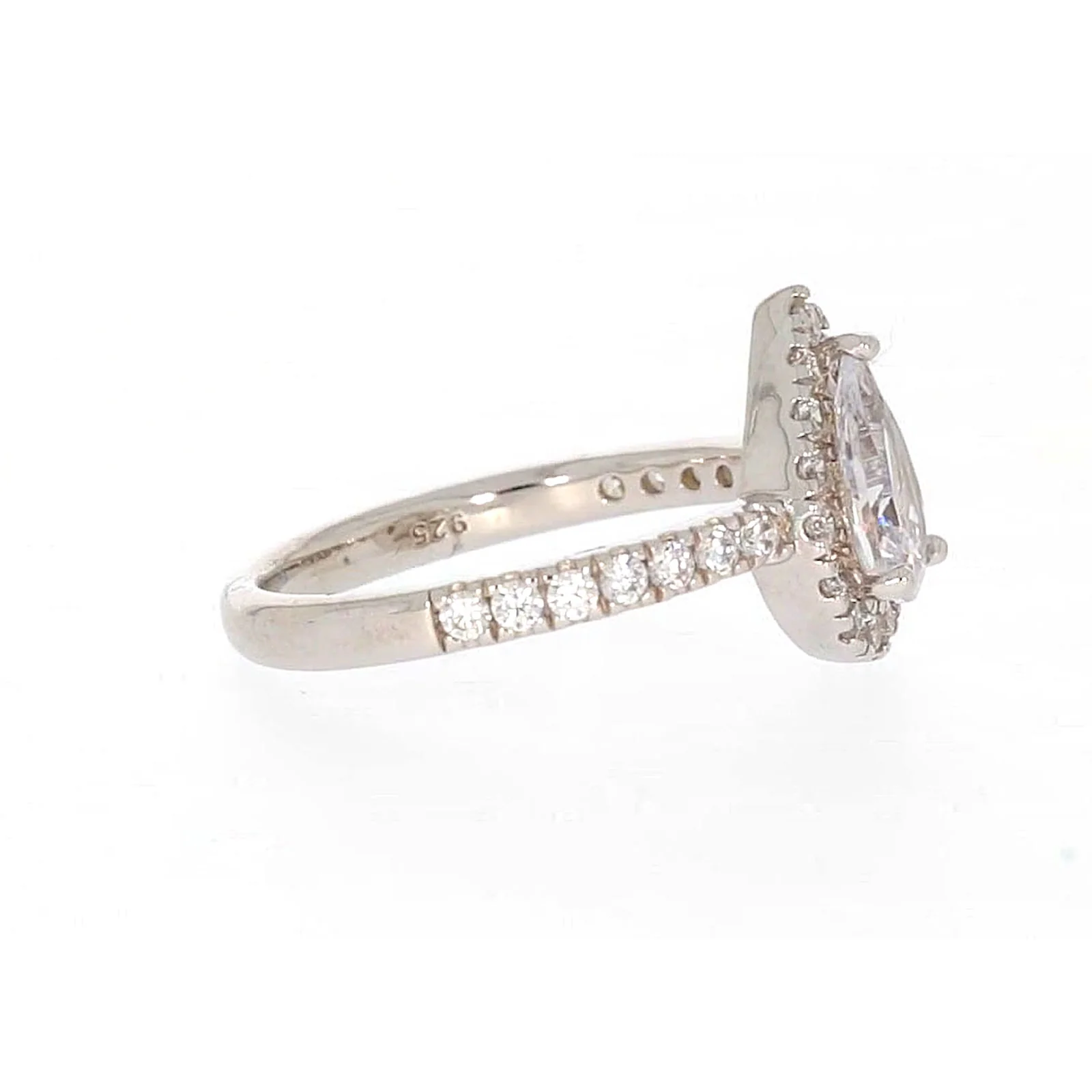 Sterling Silver Cubic Zirconia Pear Ring - Image 61