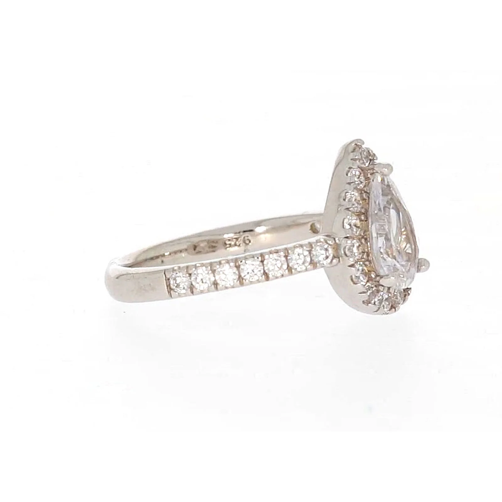 Sterling Silver Cubic Zirconia Pear Ring - Image 64