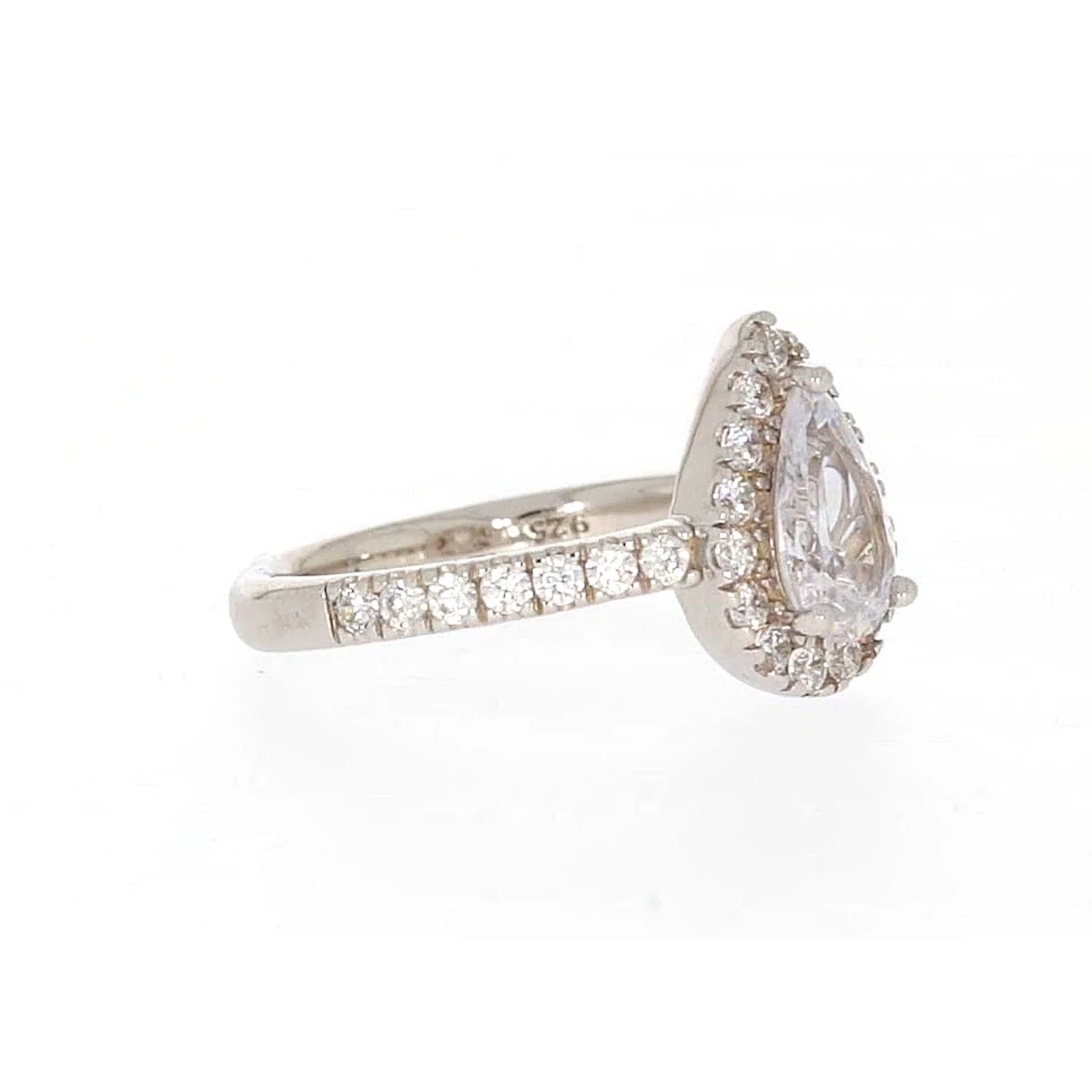 Sterling Silver Cubic Zirconia Pear Ring - Image 66