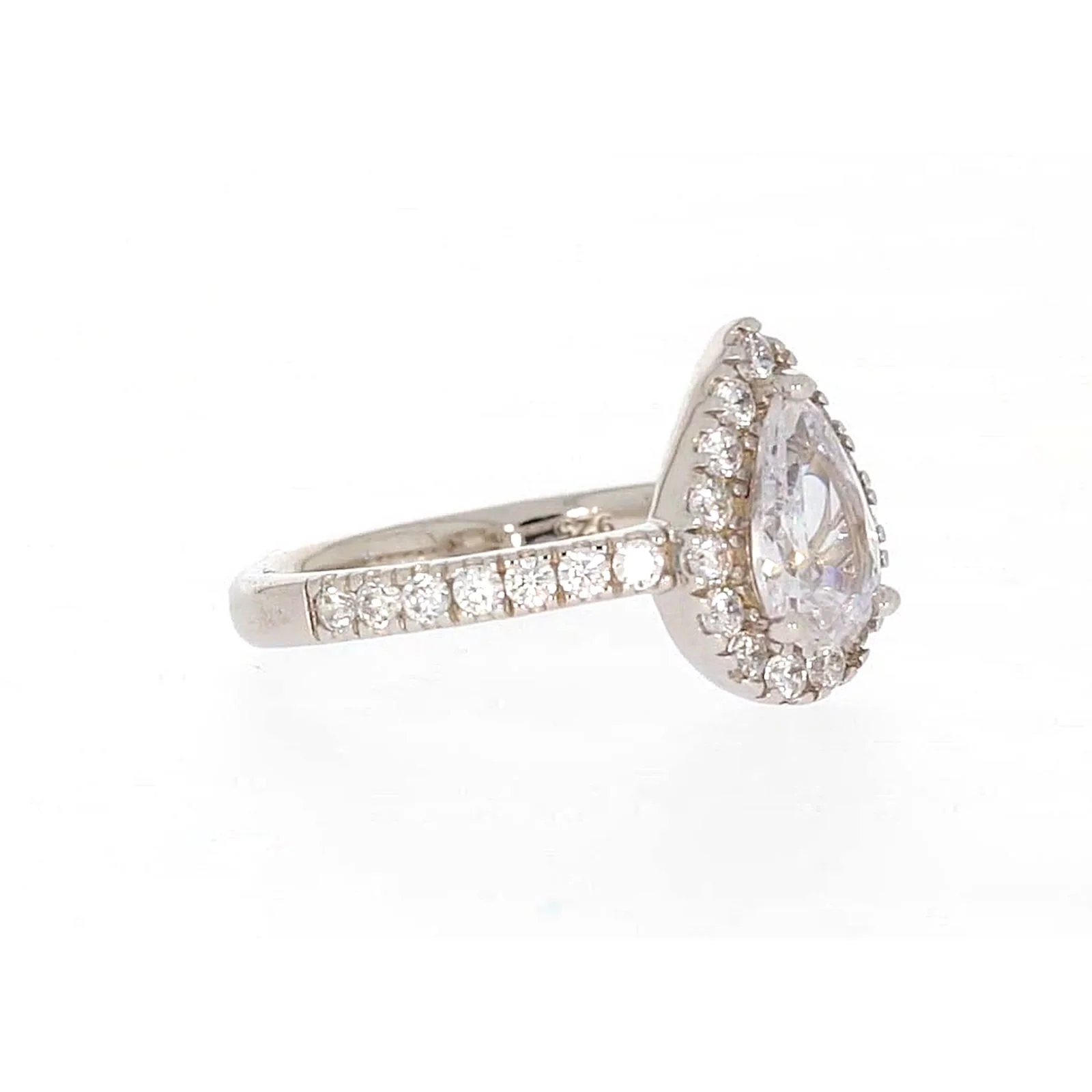 Sterling Silver Cubic Zirconia Pear Ring - Image 67