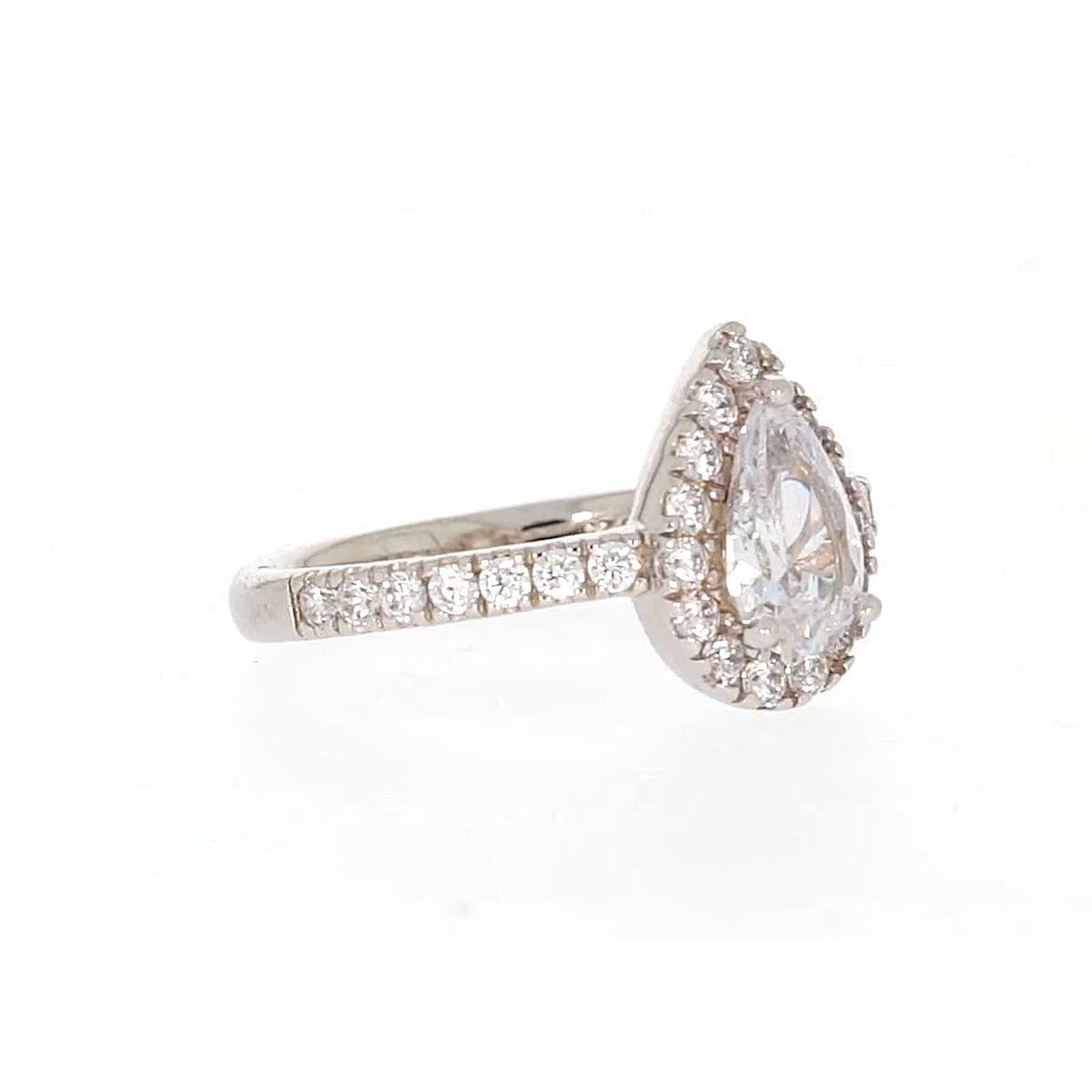 Sterling Silver Cubic Zirconia Pear Ring - Image 68