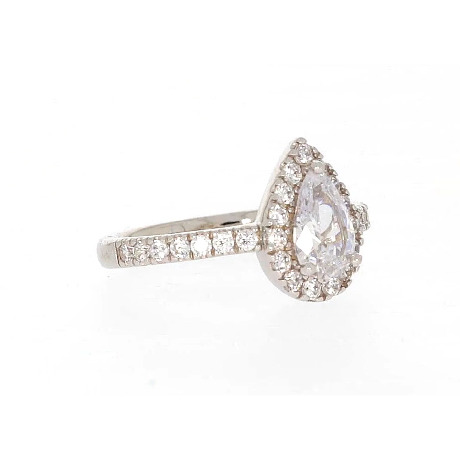 Sterling Silver Cubic Zirconia Pear Ring - Image 69