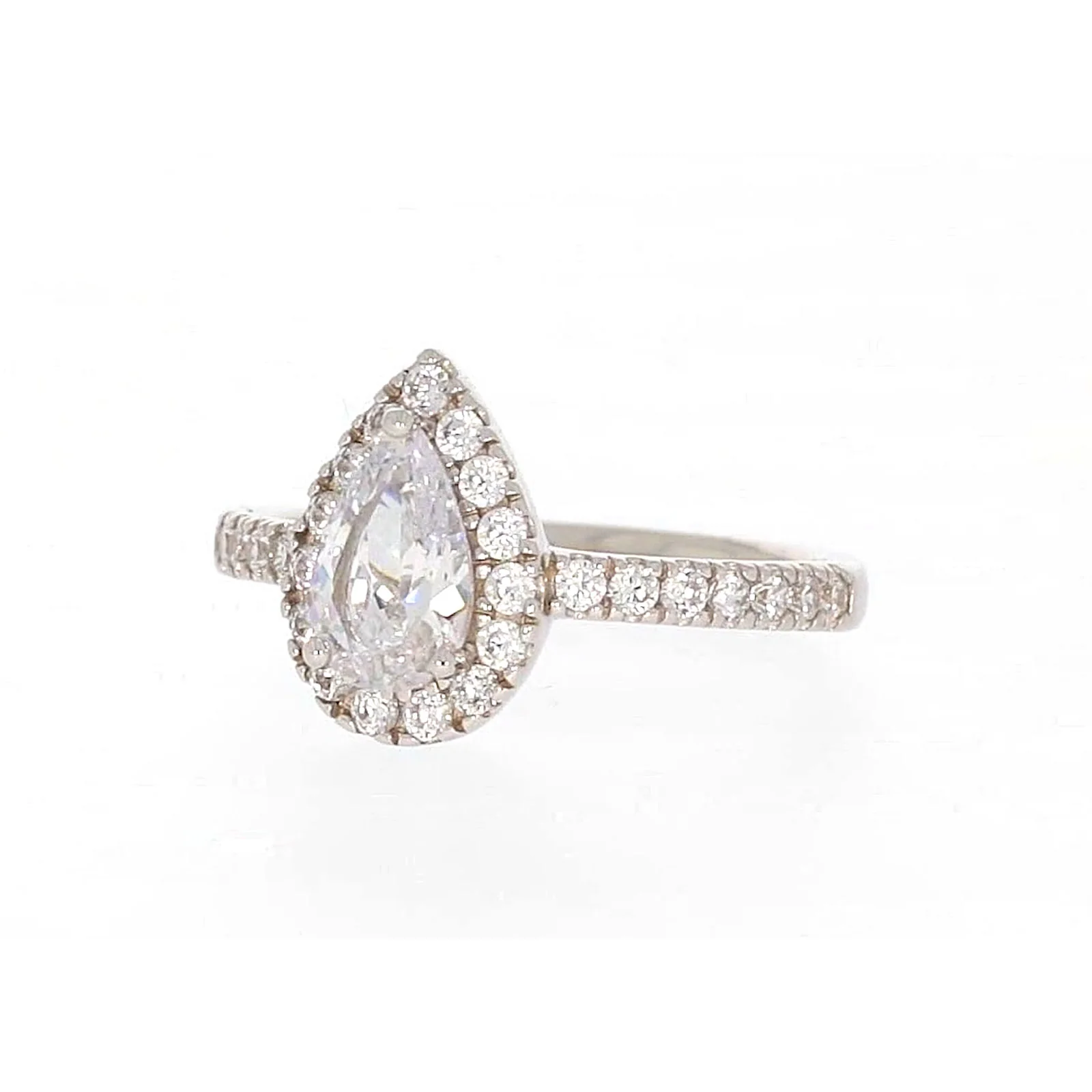 Sterling Silver Cubic Zirconia Pear Ring - Image 7