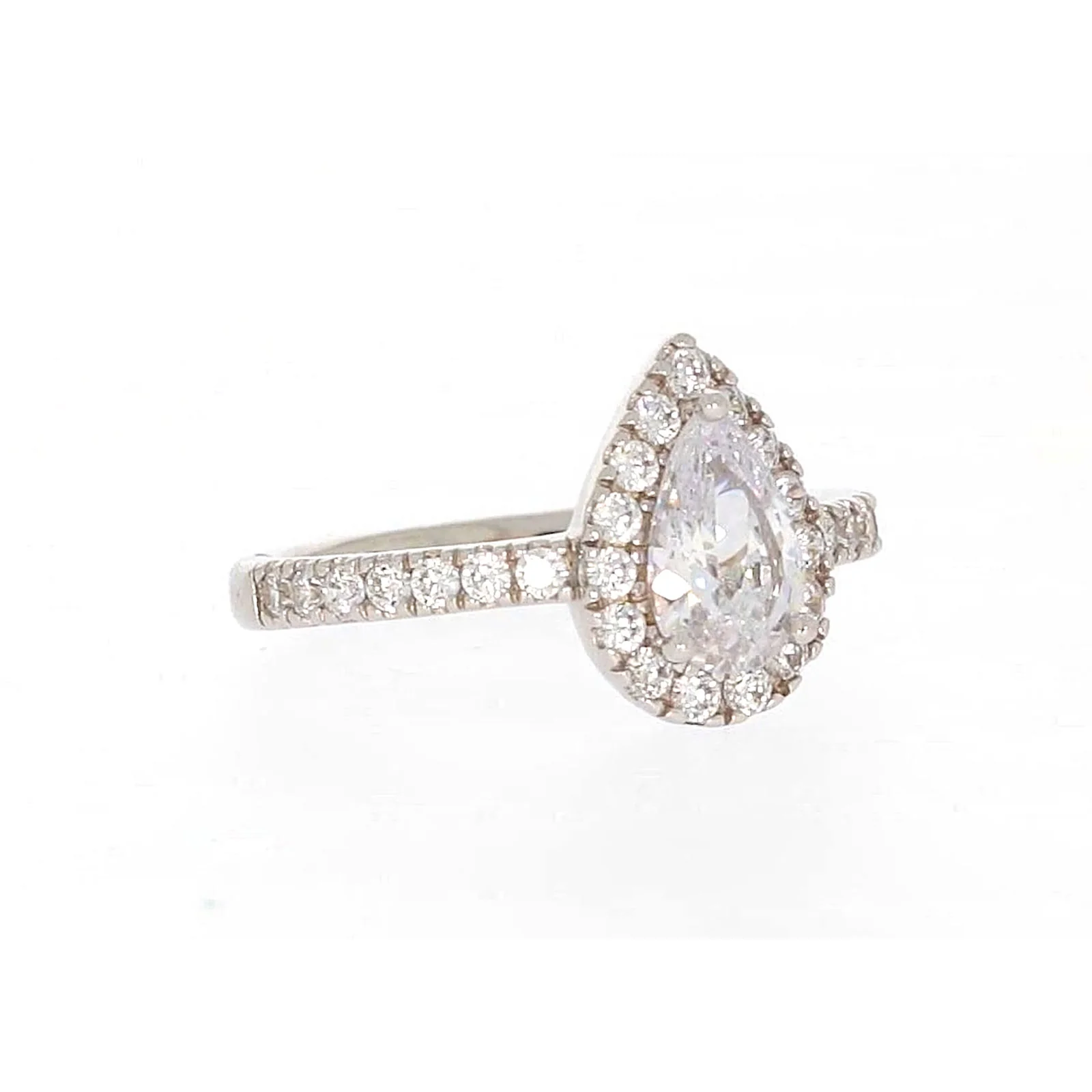 Sterling Silver Cubic Zirconia Pear Ring - Image 71