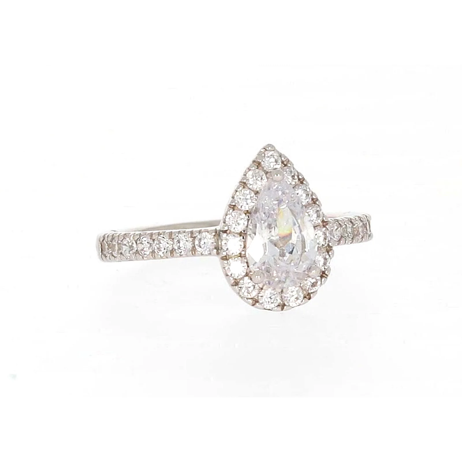 Sterling Silver Cubic Zirconia Pear Ring - Image 73