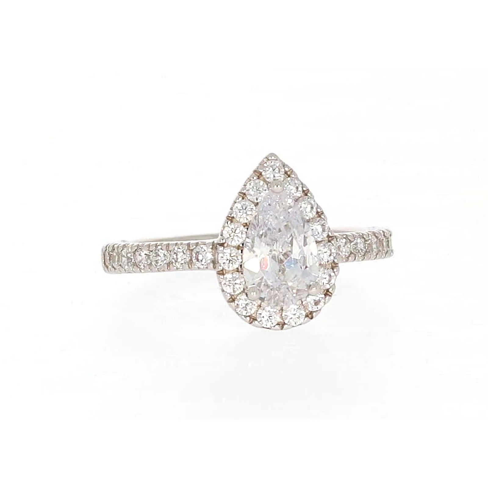 Sterling Silver Cubic Zirconia Pear Ring - Image 74