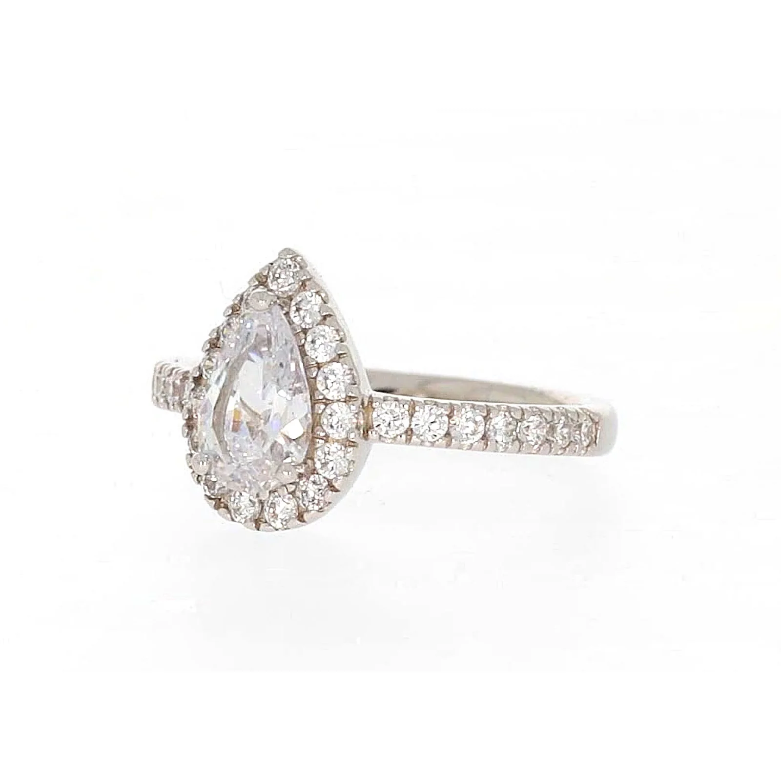 Sterling Silver Cubic Zirconia Pear Ring - Image 8