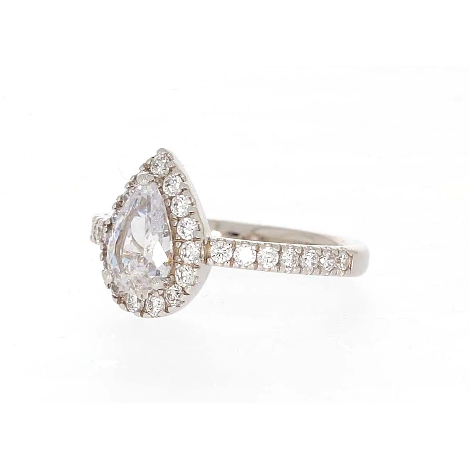 Sterling Silver Cubic Zirconia Pear Ring - Image 9
