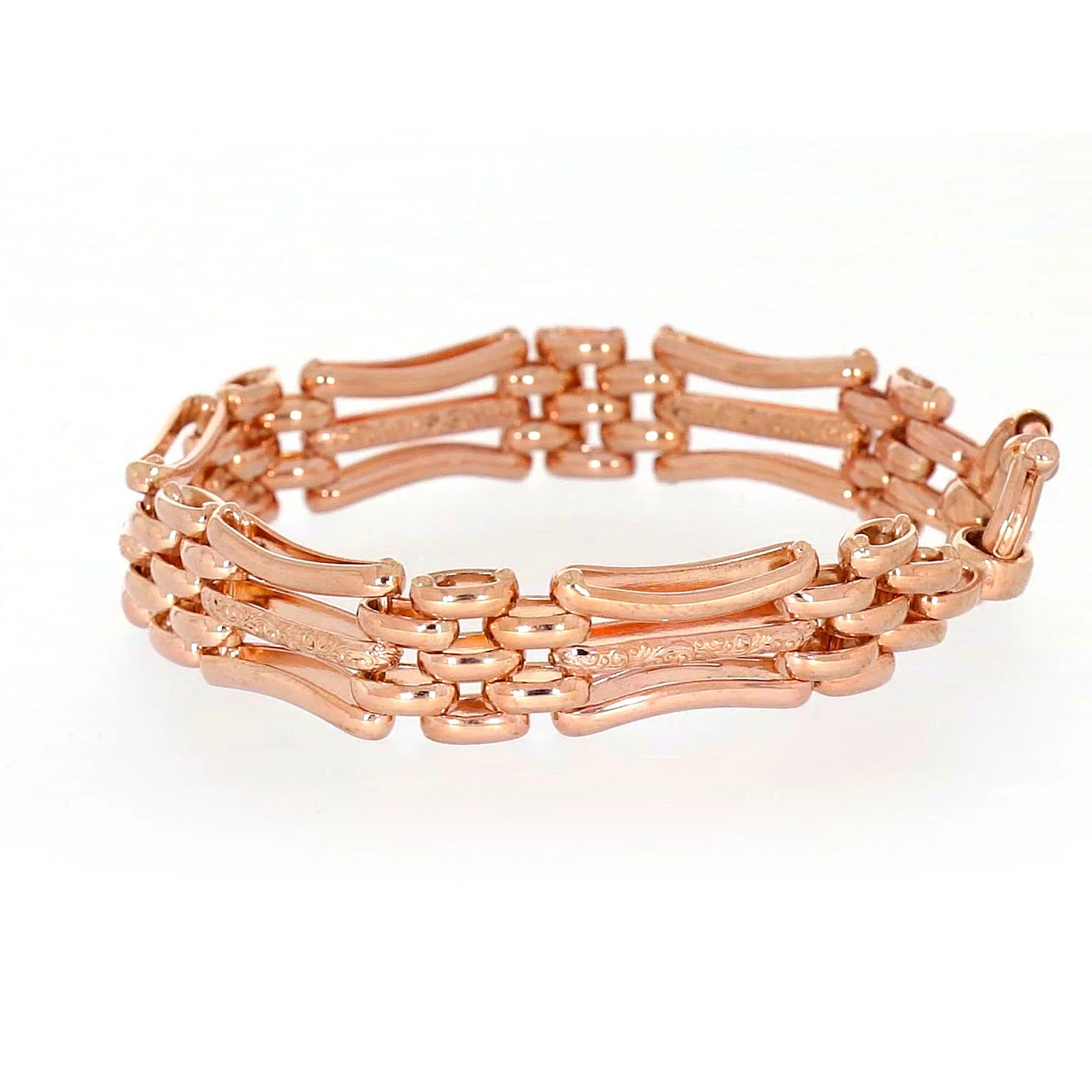 9ct Rose Gold Silver Filled 19cm Gate Bracelet with Bolt Ring - Image 20