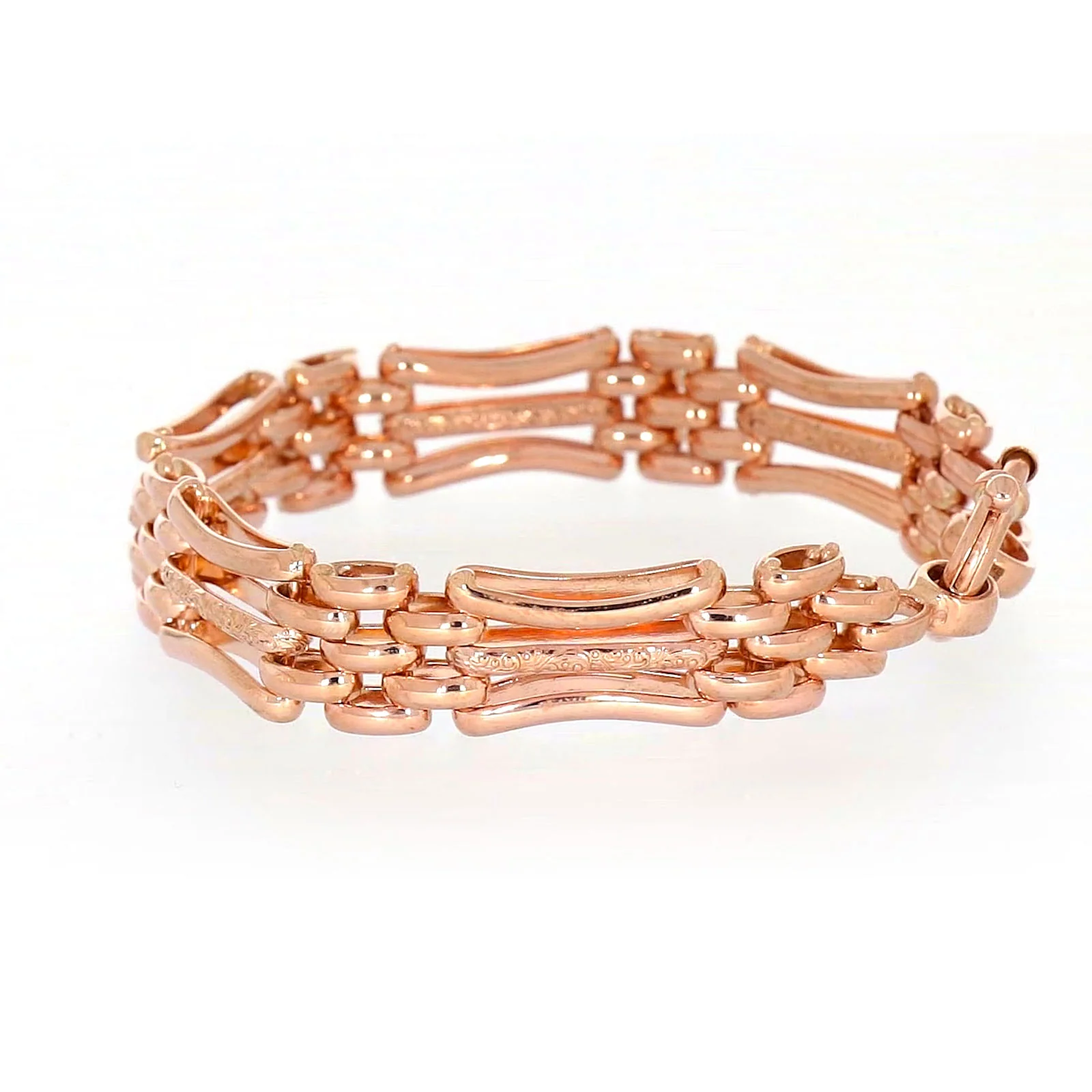 9ct Rose Gold Silver Filled 19cm Gate Bracelet with Bolt Ring - Image 23