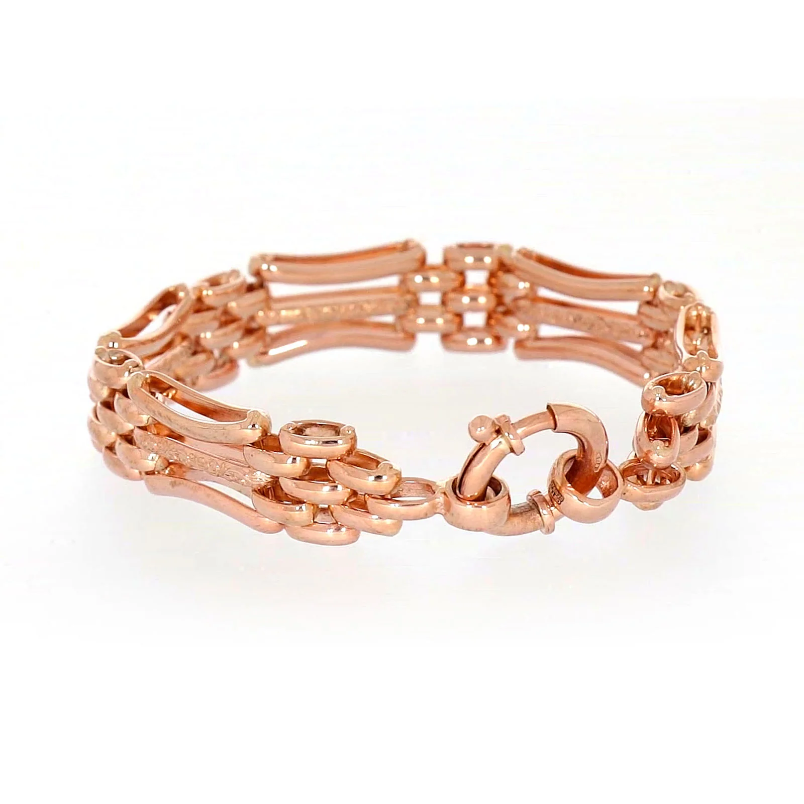9ct Rose Gold Silver Filled 19cm Gate Bracelet with Bolt Ring - Image 33