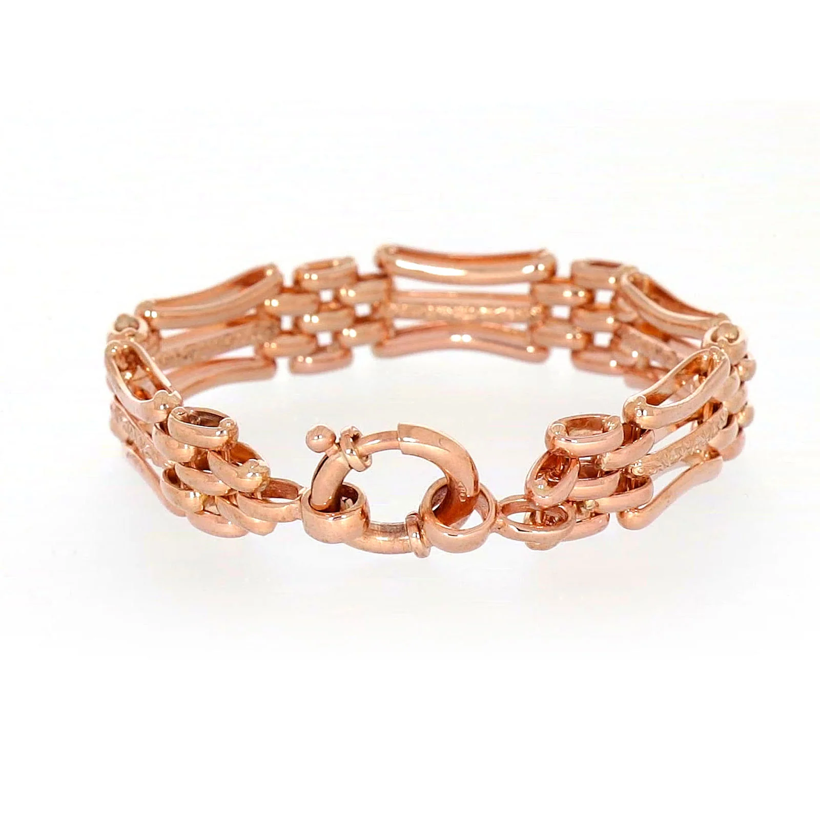 9ct Rose Gold Silver Filled 19cm Gate Bracelet with Bolt Ring - Image 38
