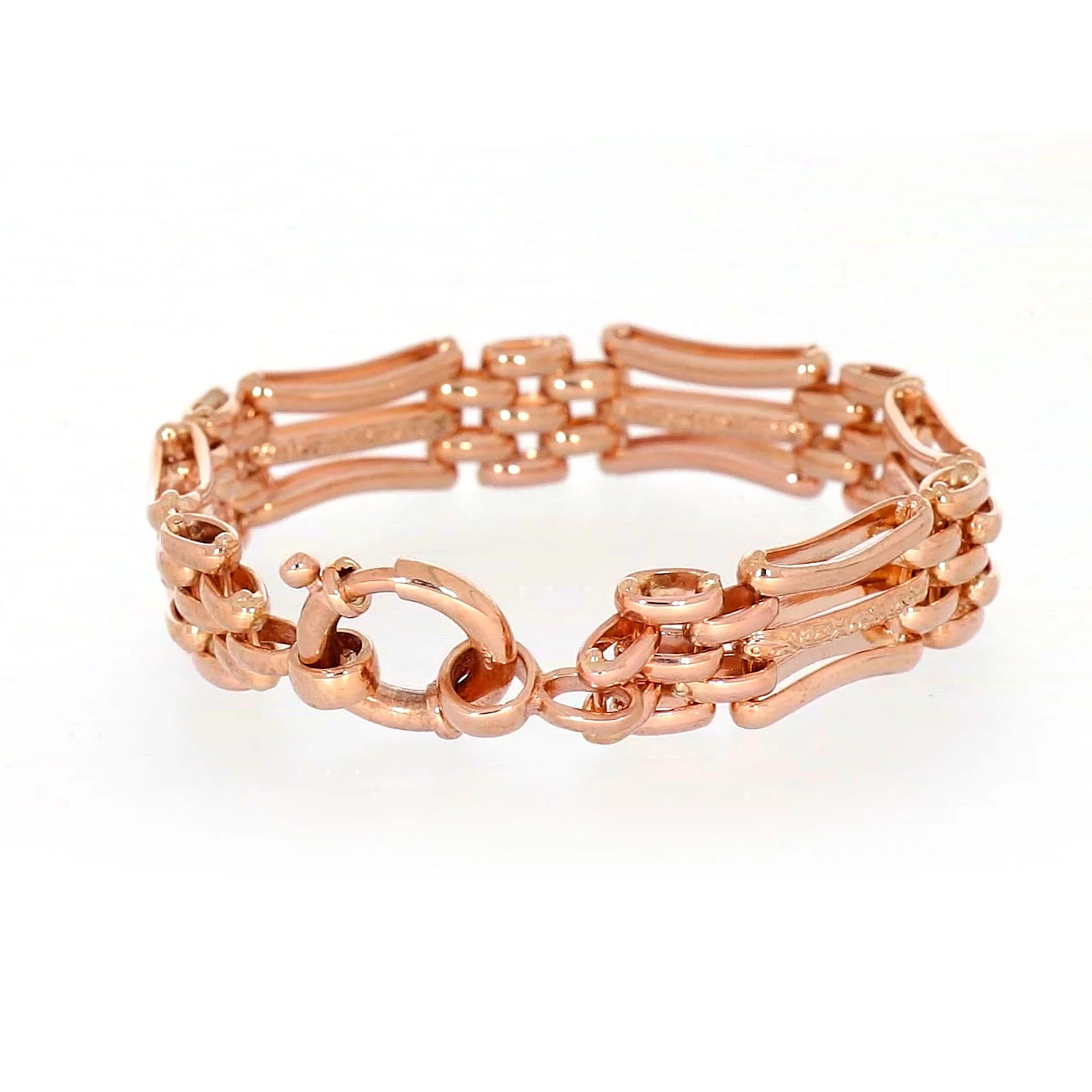 9ct Rose Gold Silver Filled 19cm Gate Bracelet with Bolt Ring - Image 41