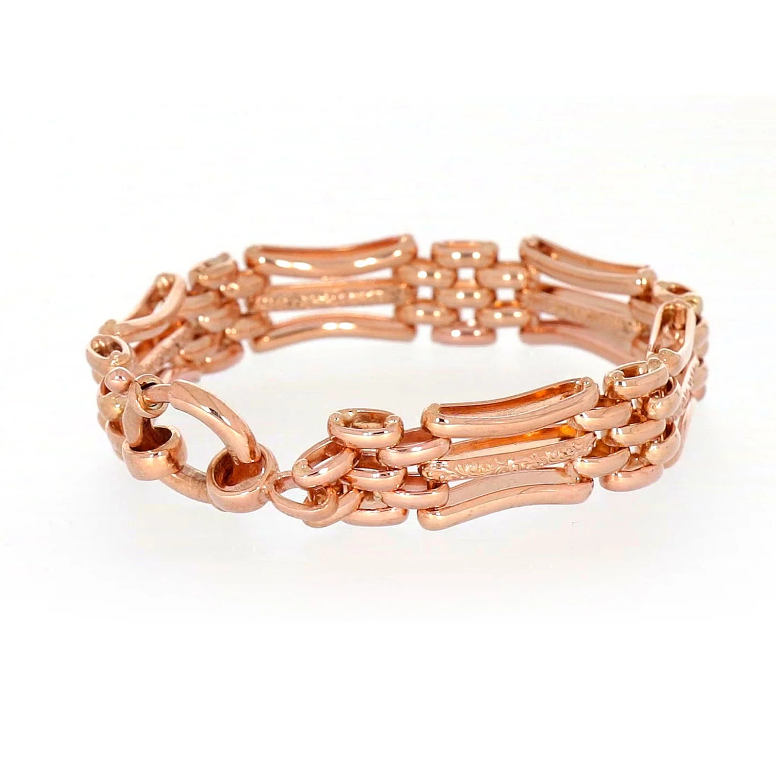 9ct Rose Gold Silver Filled 19cm Gate Bracelet with Bolt Ring - Image 45