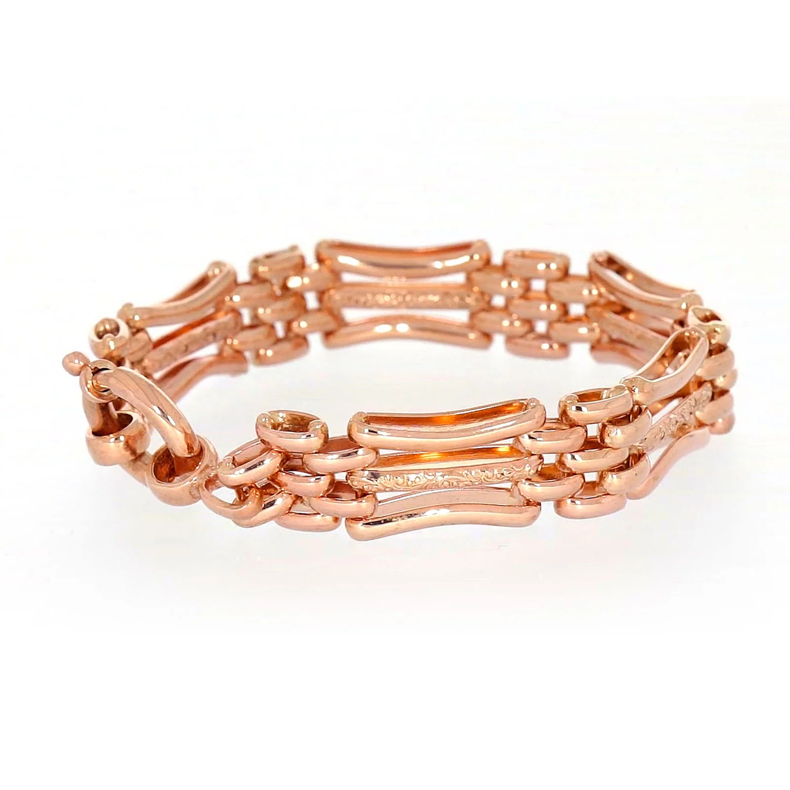 9ct Rose Gold Silver Filled 19cm Gate Bracelet with Bolt Ring - Image 48
