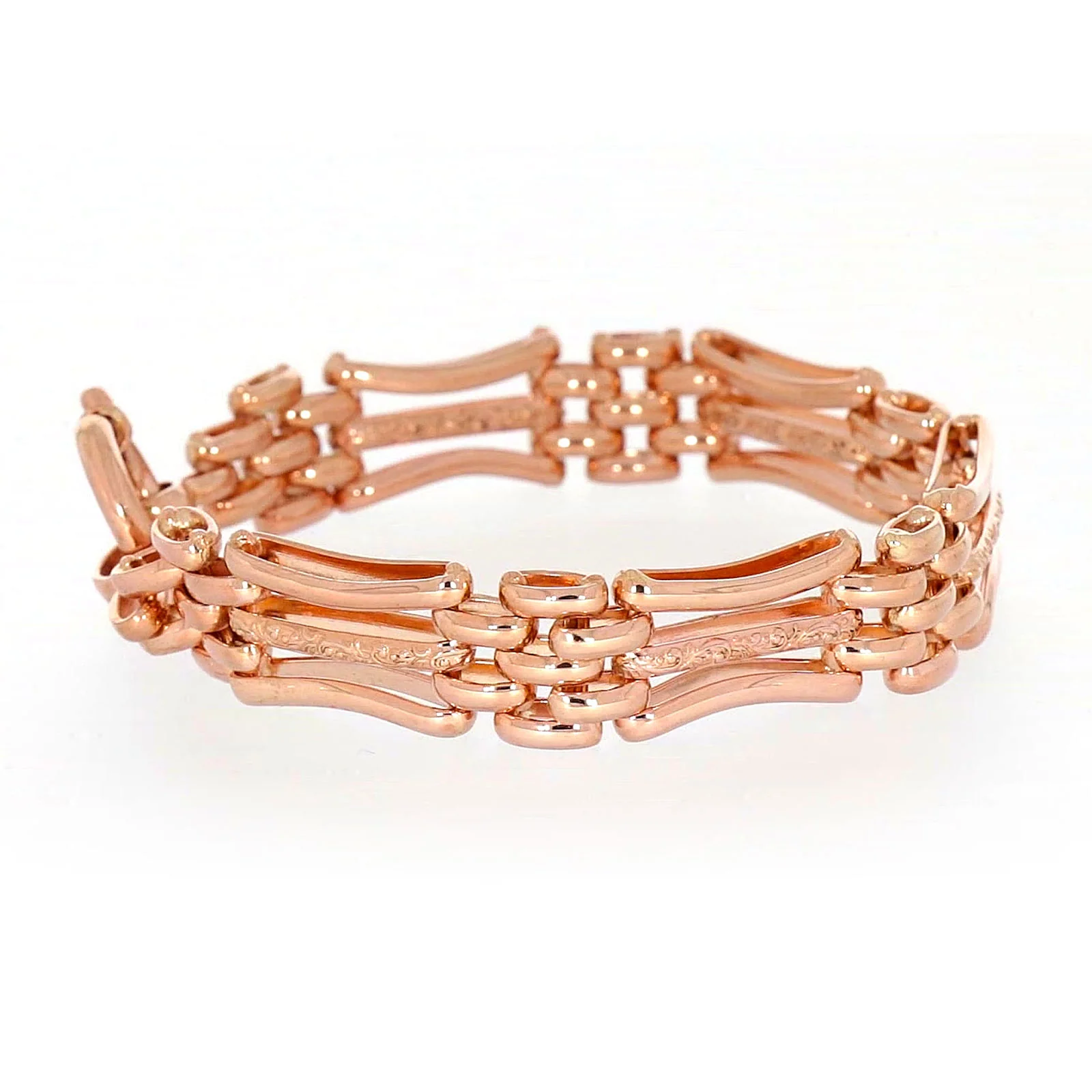 9ct Rose Gold Silver Filled 19cm Gate Bracelet with Bolt Ring - Image 56