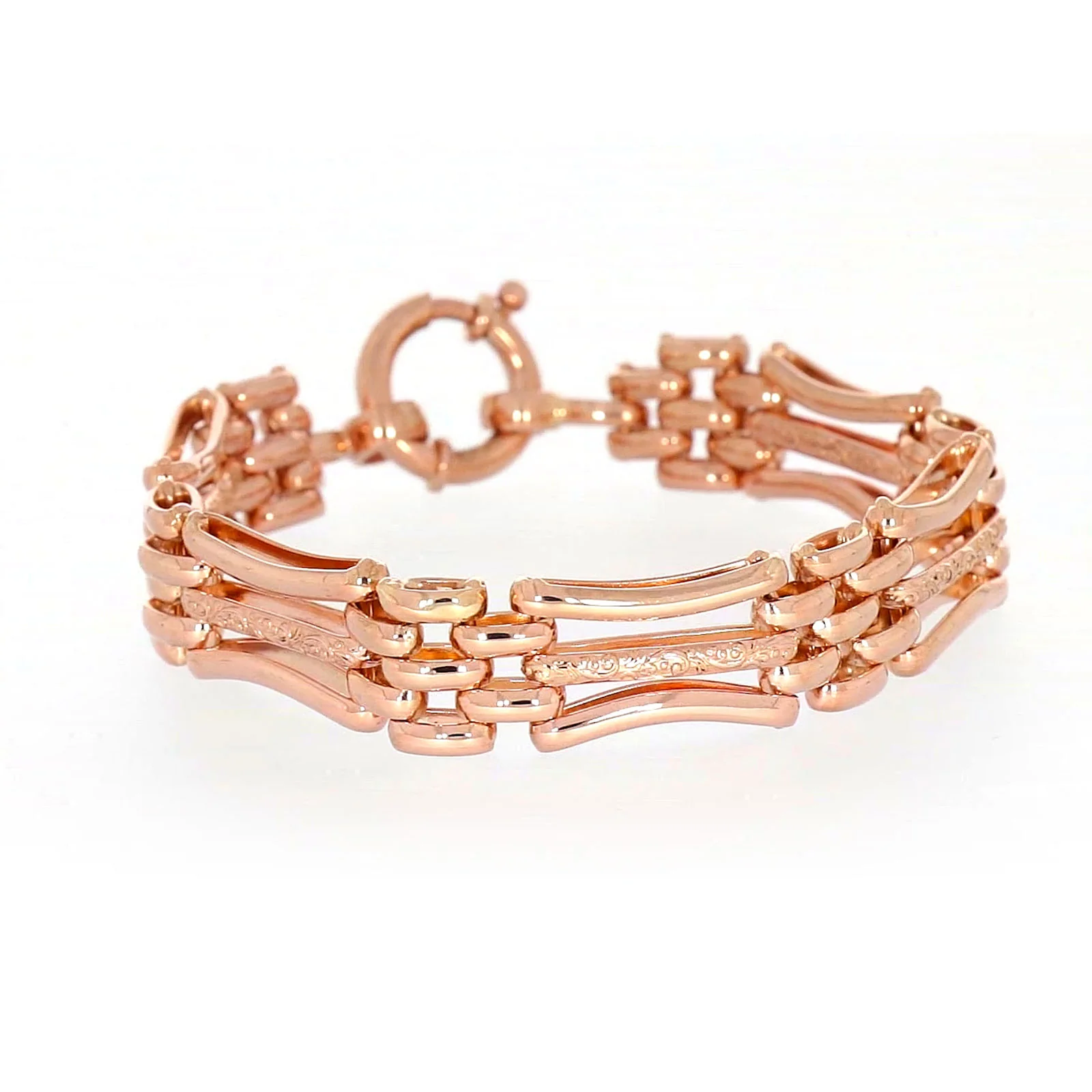 9ct Rose Gold Silver Filled 19cm Gate Bracelet with Bolt Ring - Image 70