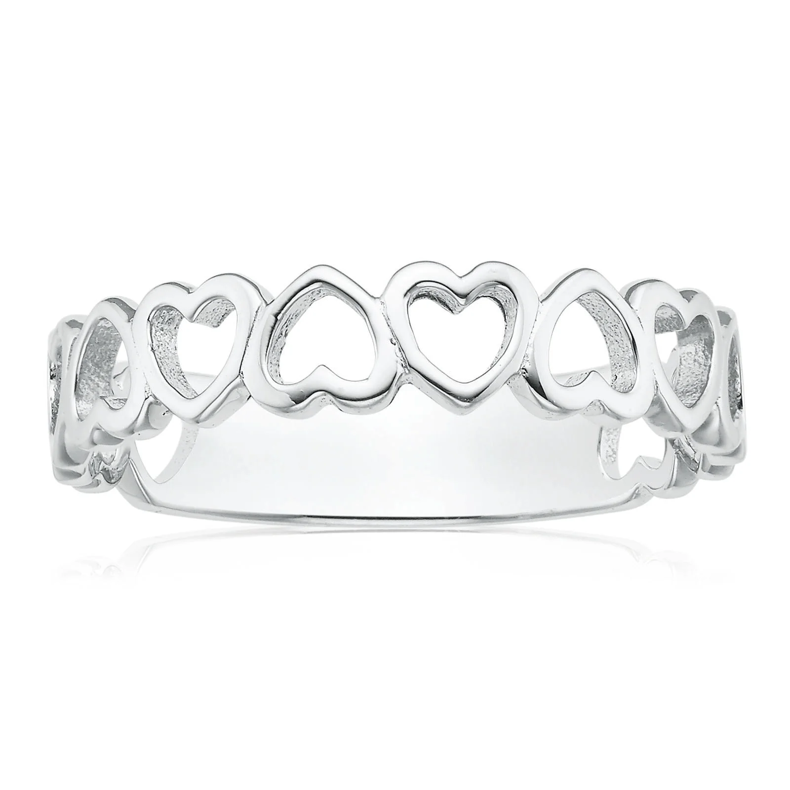 Sterling Silver Linked Hearts Ring