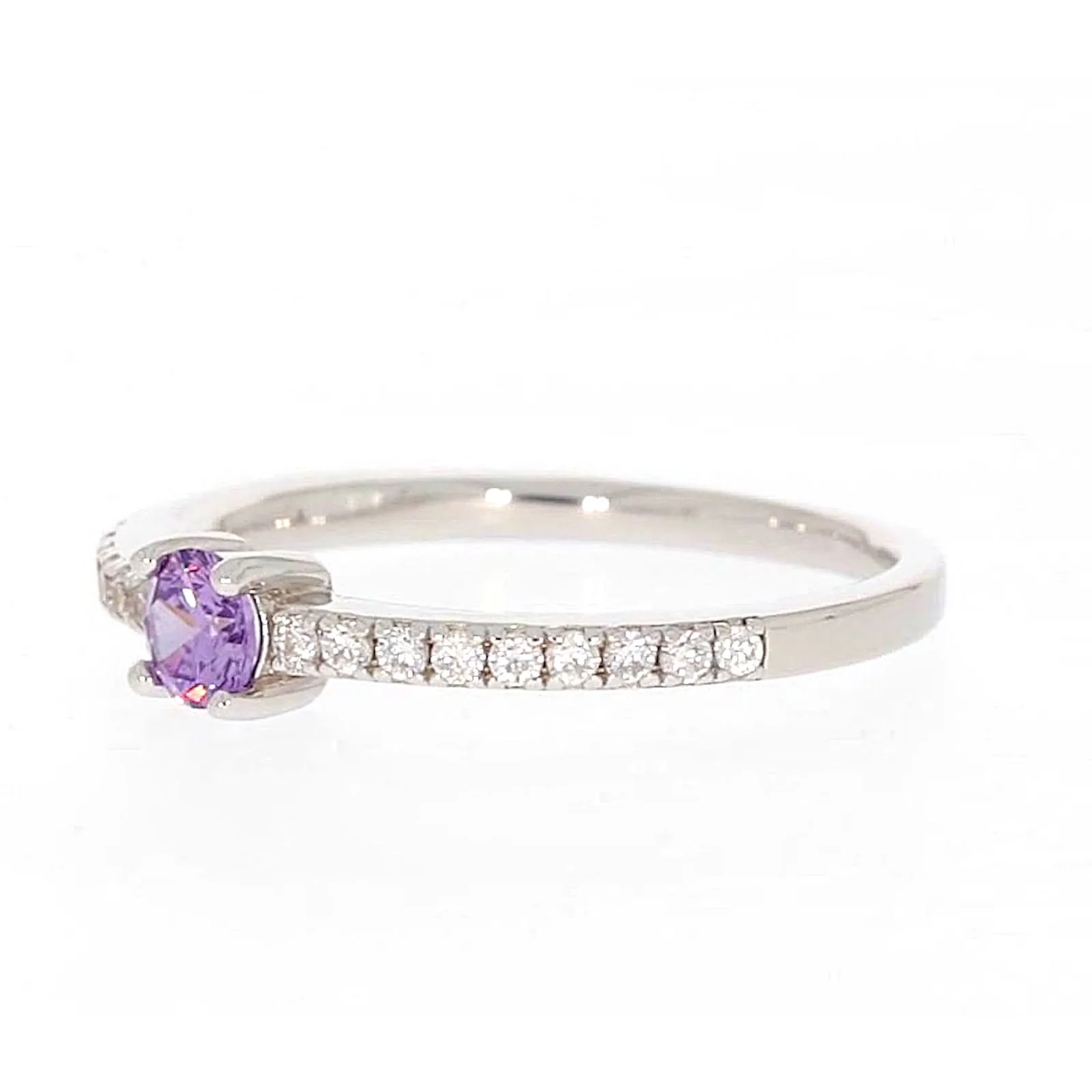Sterling Silver Cubic Zirconia Stacker Ring - Image 11