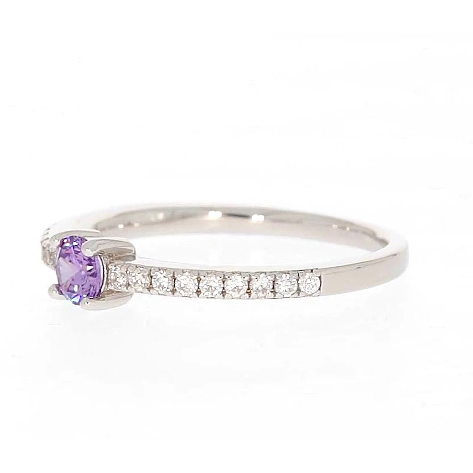 Sterling Silver Cubic Zirconia Stacker Ring - Image 12