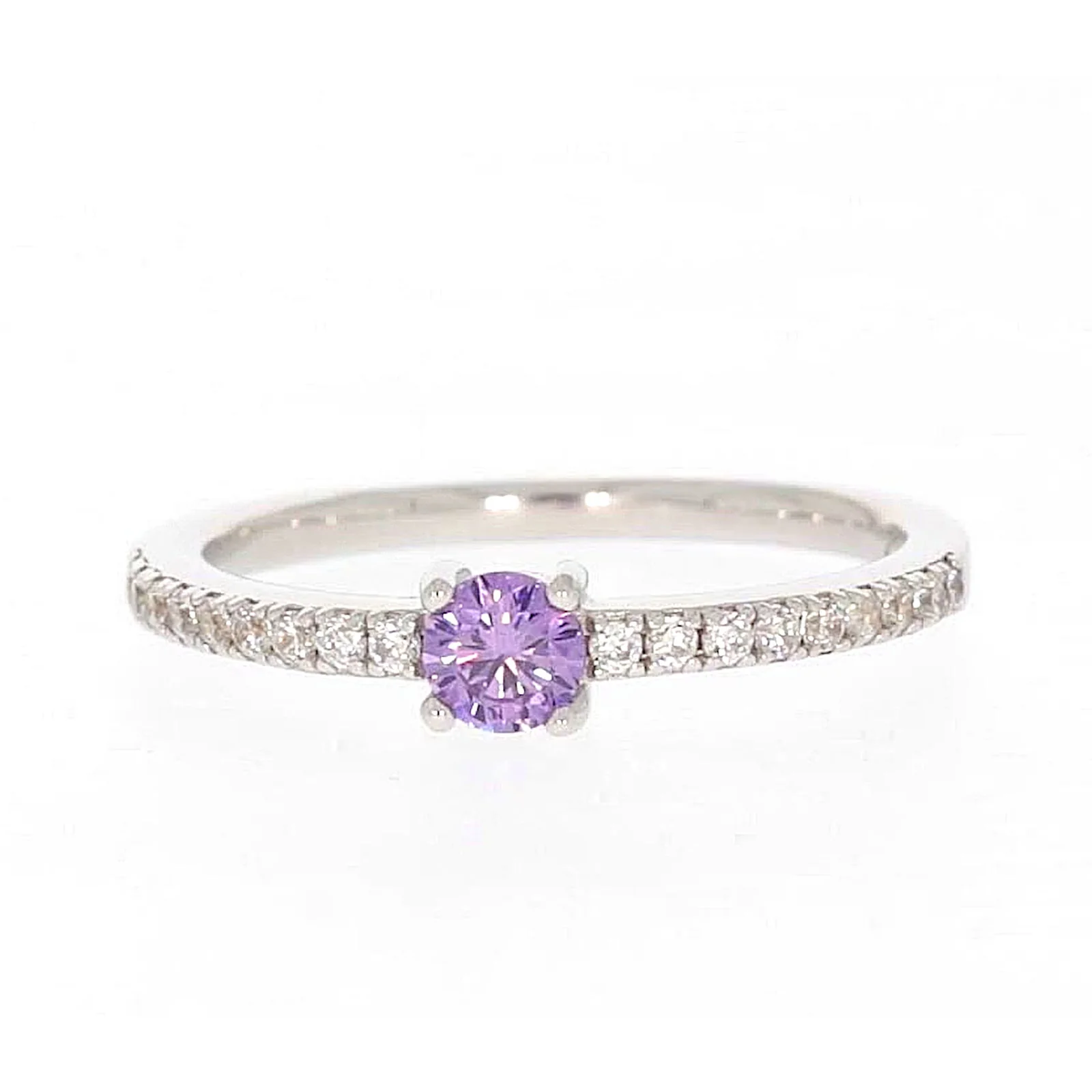Sterling Silver Cubic Zirconia Stacker Ring - Image 2