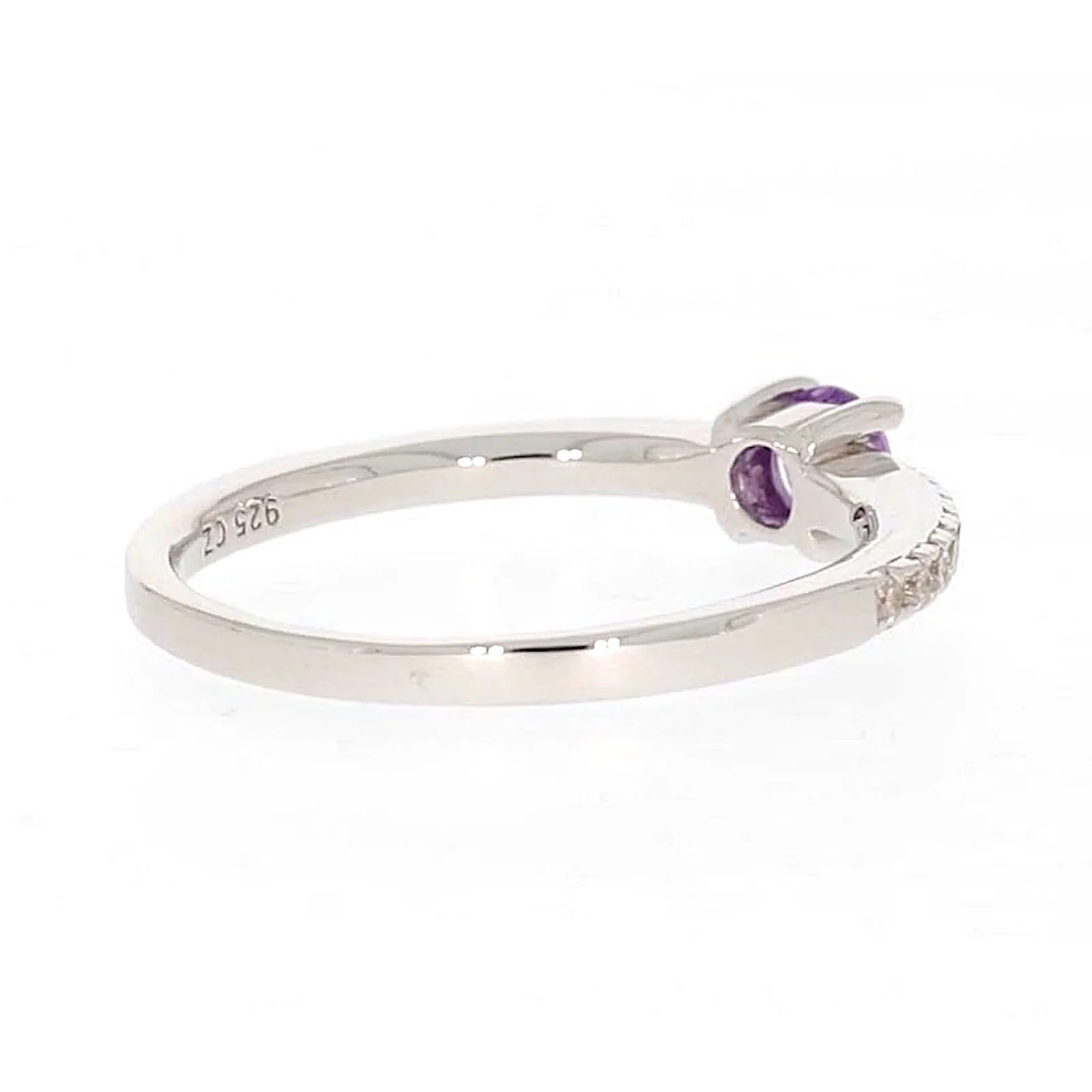 Sterling Silver Cubic Zirconia Stacker Ring - Image 48