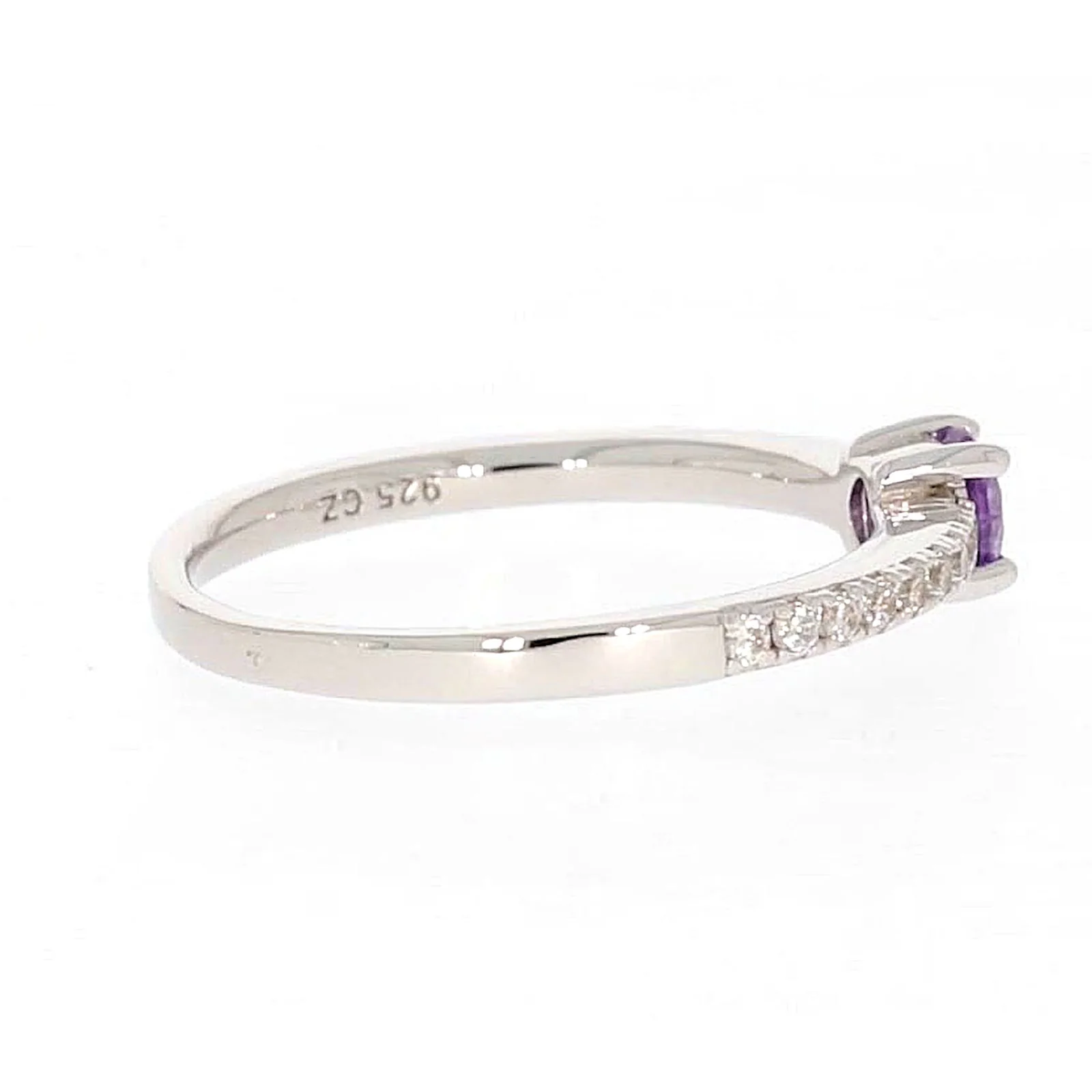 Sterling Silver Cubic Zirconia Stacker Ring - Image 54