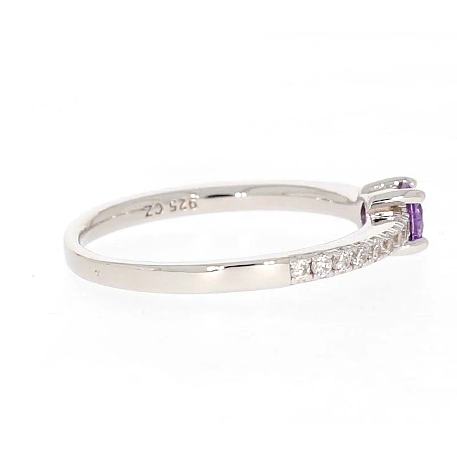 Sterling Silver Cubic Zirconia Stacker Ring - Image 55