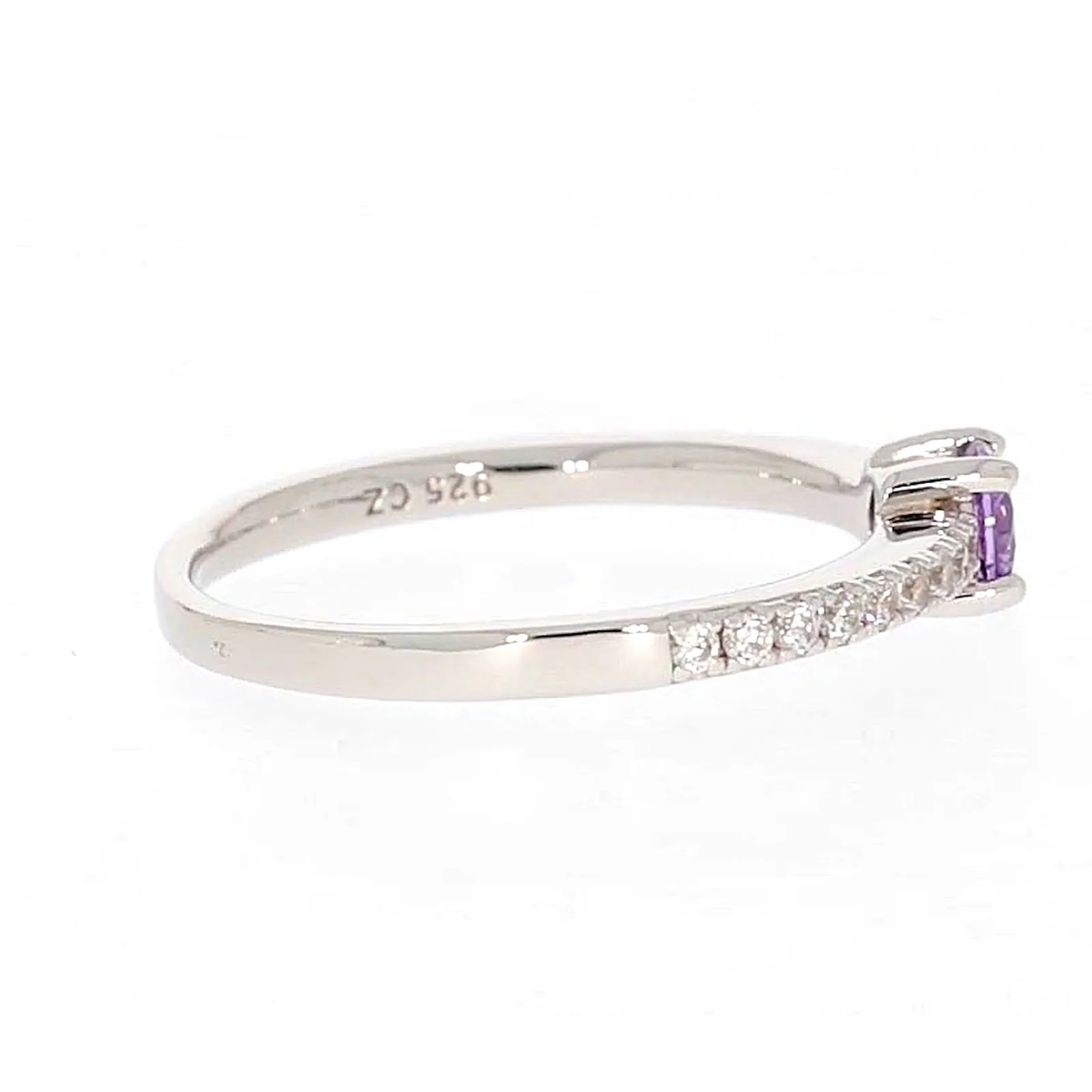 Sterling Silver Cubic Zirconia Stacker Ring - Image 56