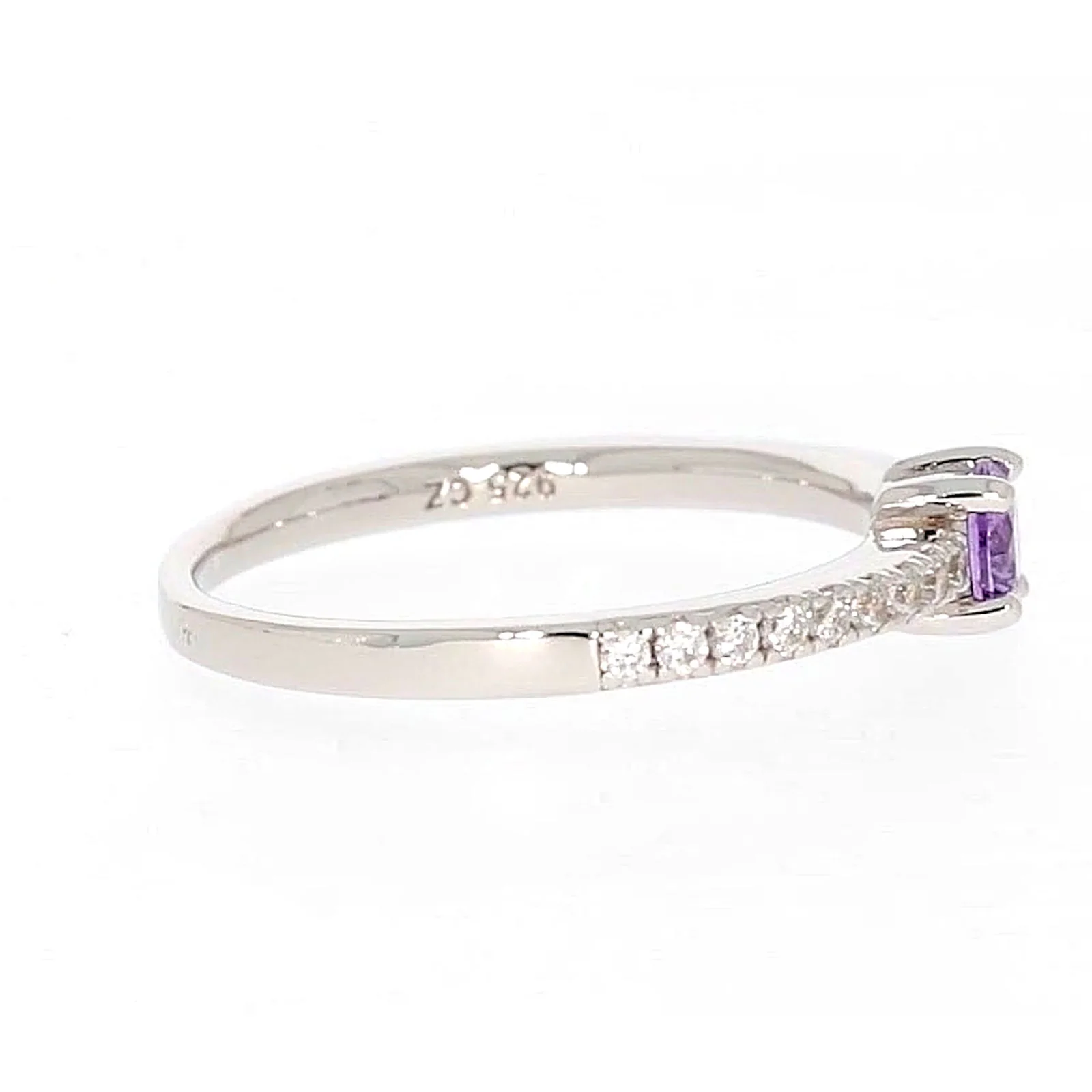 Sterling Silver Cubic Zirconia Stacker Ring - Image 58