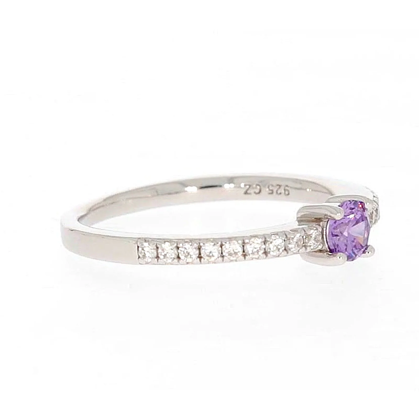 Sterling Silver Cubic Zirconia Stacker Ring - Image 65