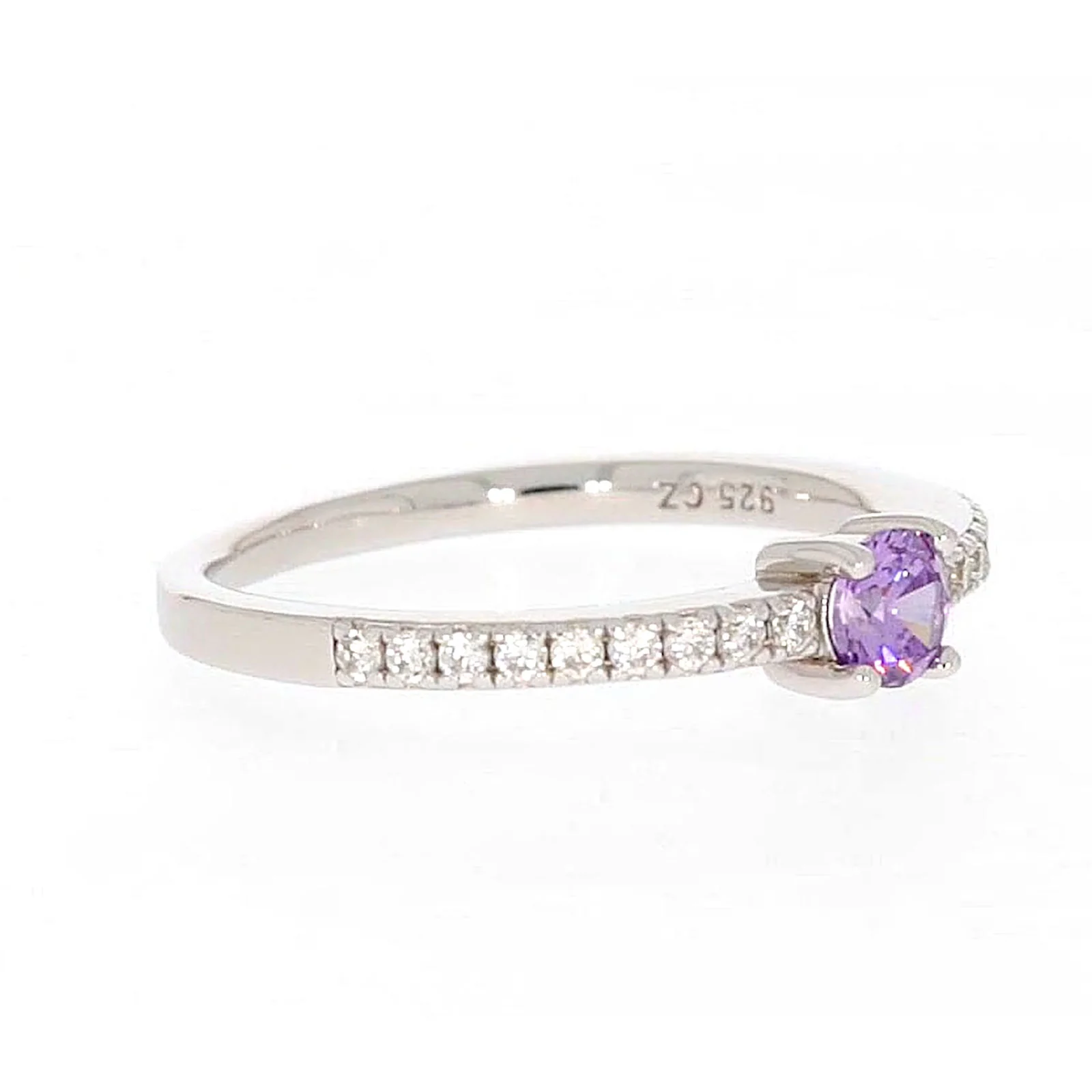 Sterling Silver Cubic Zirconia Stacker Ring - Image 66