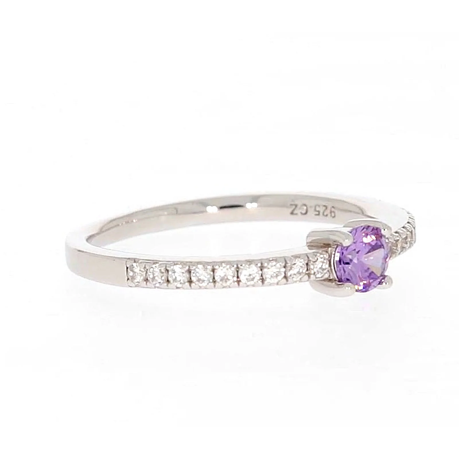 Sterling Silver Cubic Zirconia Stacker Ring - Image 67