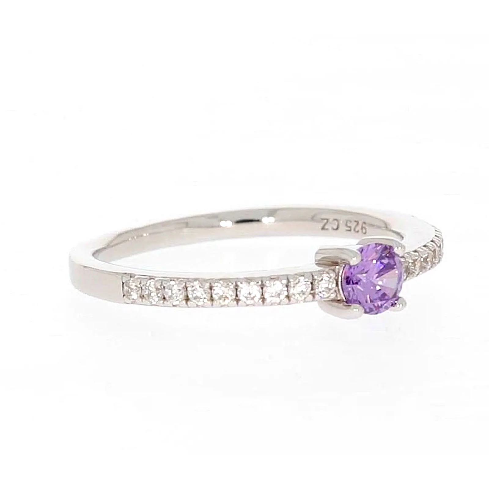 Sterling Silver Cubic Zirconia Stacker Ring - Image 68