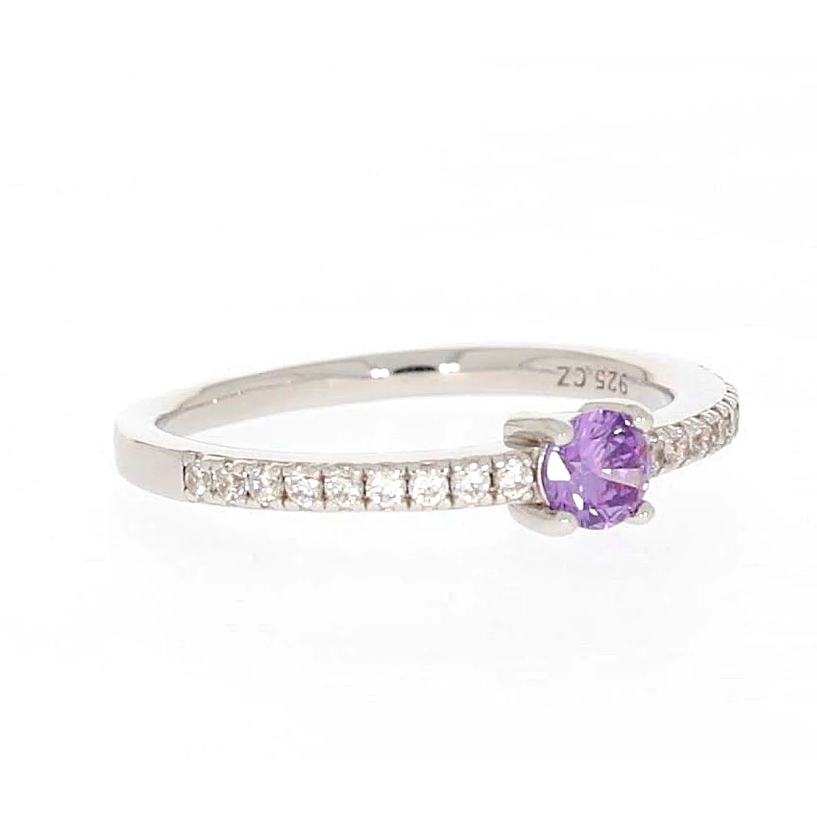 Sterling Silver Cubic Zirconia Stacker Ring - Image 69