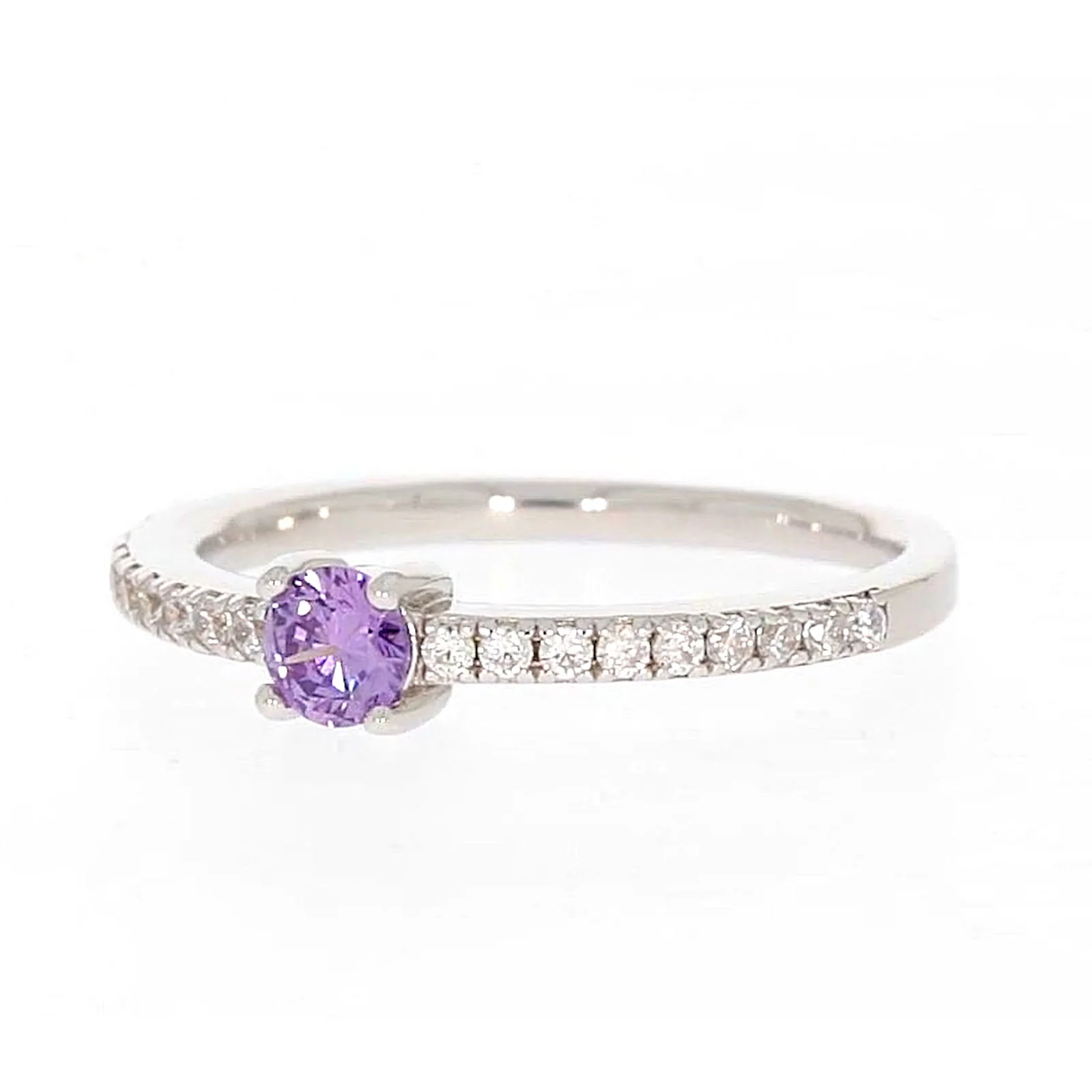 Sterling Silver Cubic Zirconia Stacker Ring - Image 7