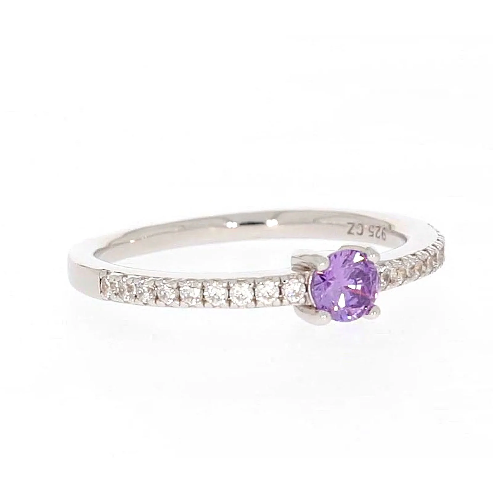 Sterling Silver Cubic Zirconia Stacker Ring - Image 70