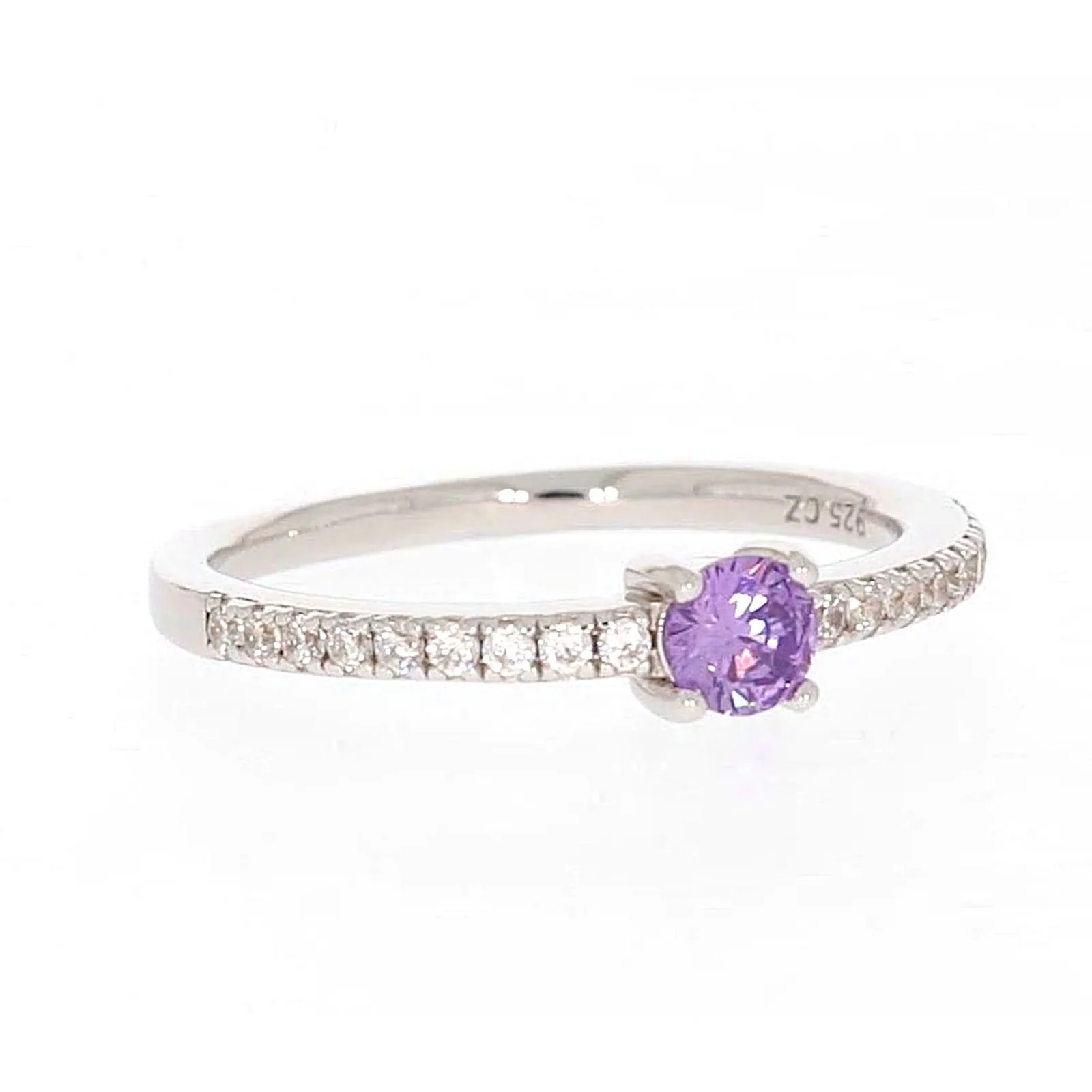 Sterling Silver Cubic Zirconia Stacker Ring - Image 71