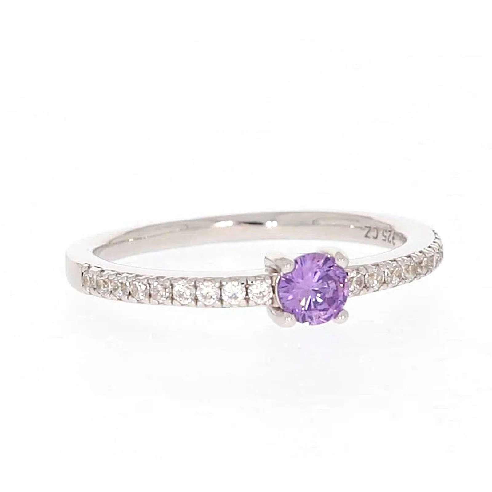 Sterling Silver Cubic Zirconia Stacker Ring - Image 72