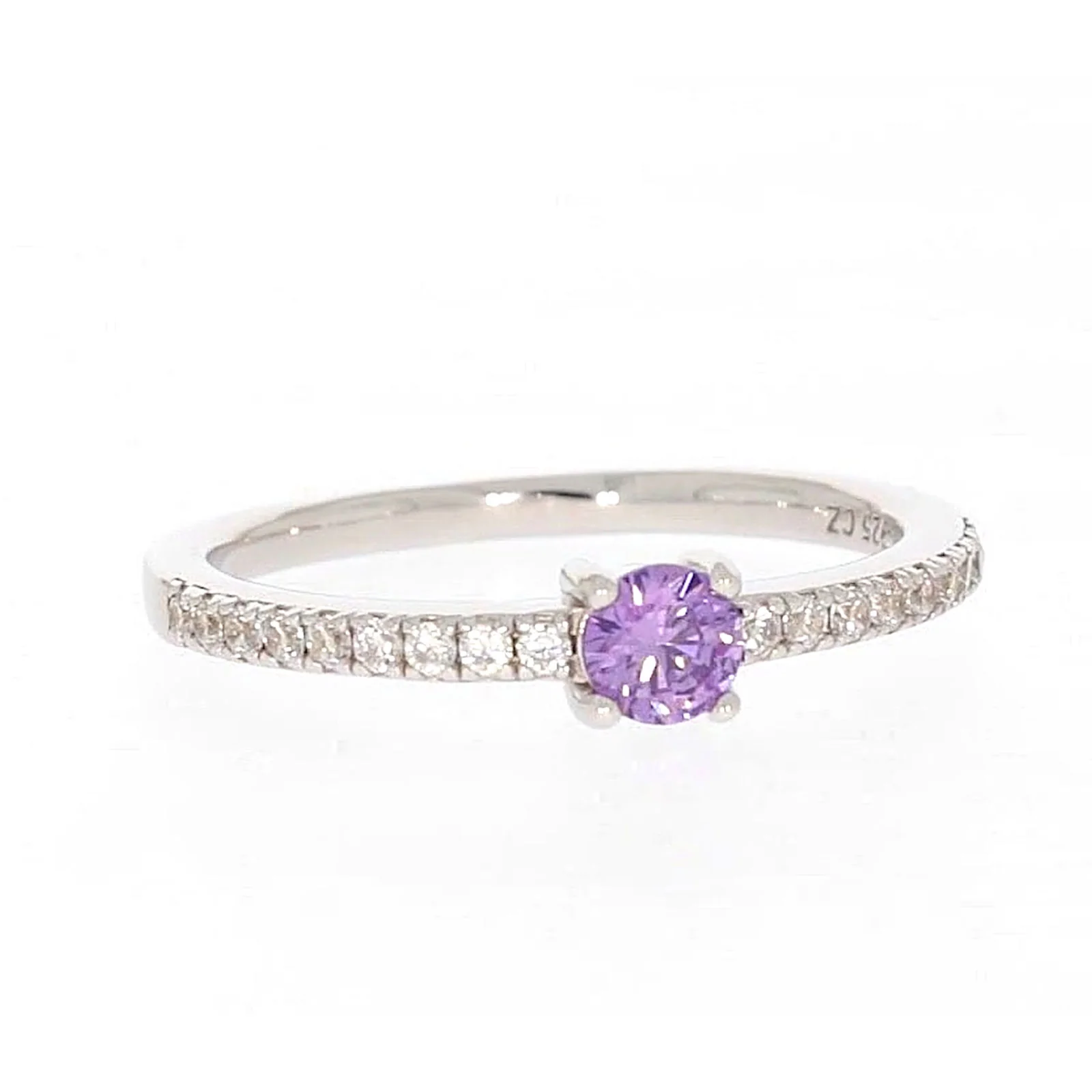 Sterling Silver Cubic Zirconia Stacker Ring - Image 73