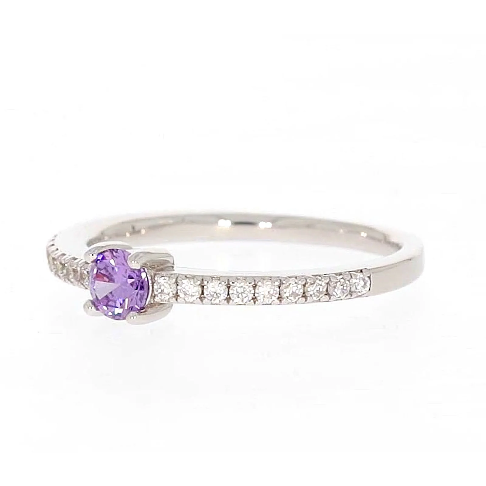 Sterling Silver Cubic Zirconia Stacker Ring - Image 9