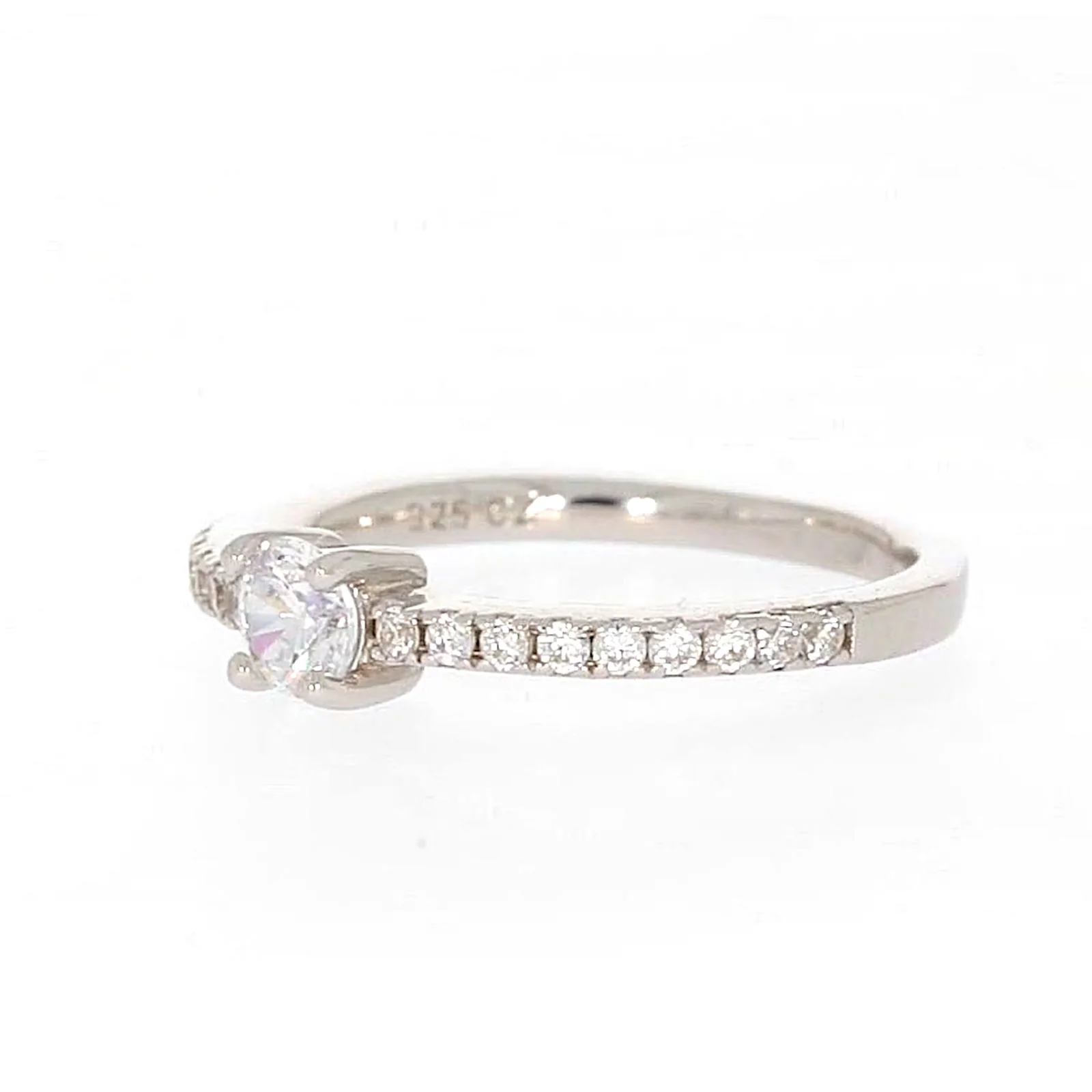 Sterling Silver Cubic Zirconia Stacker Ring - Image 10