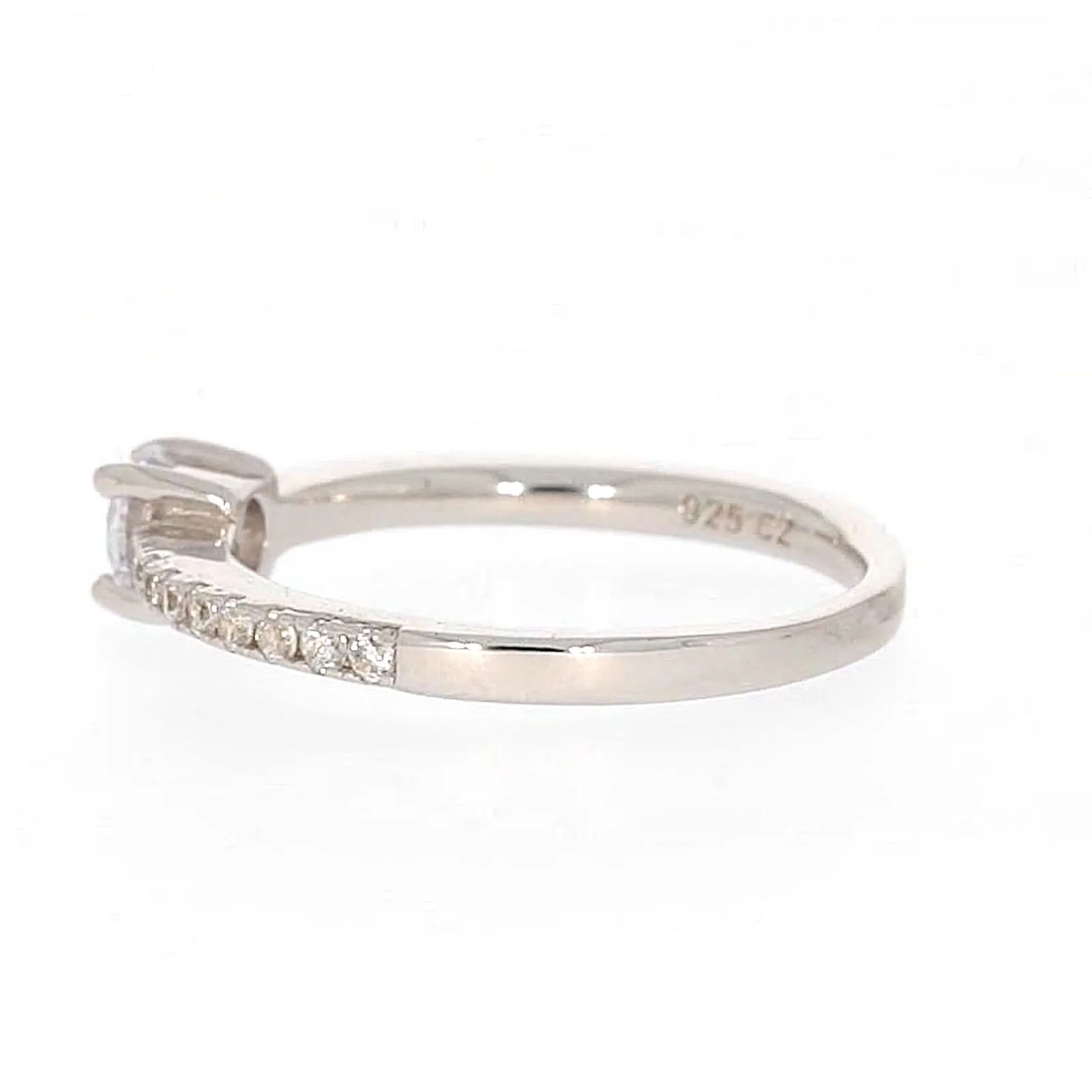 Sterling Silver Cubic Zirconia Stacker Ring - Image 23