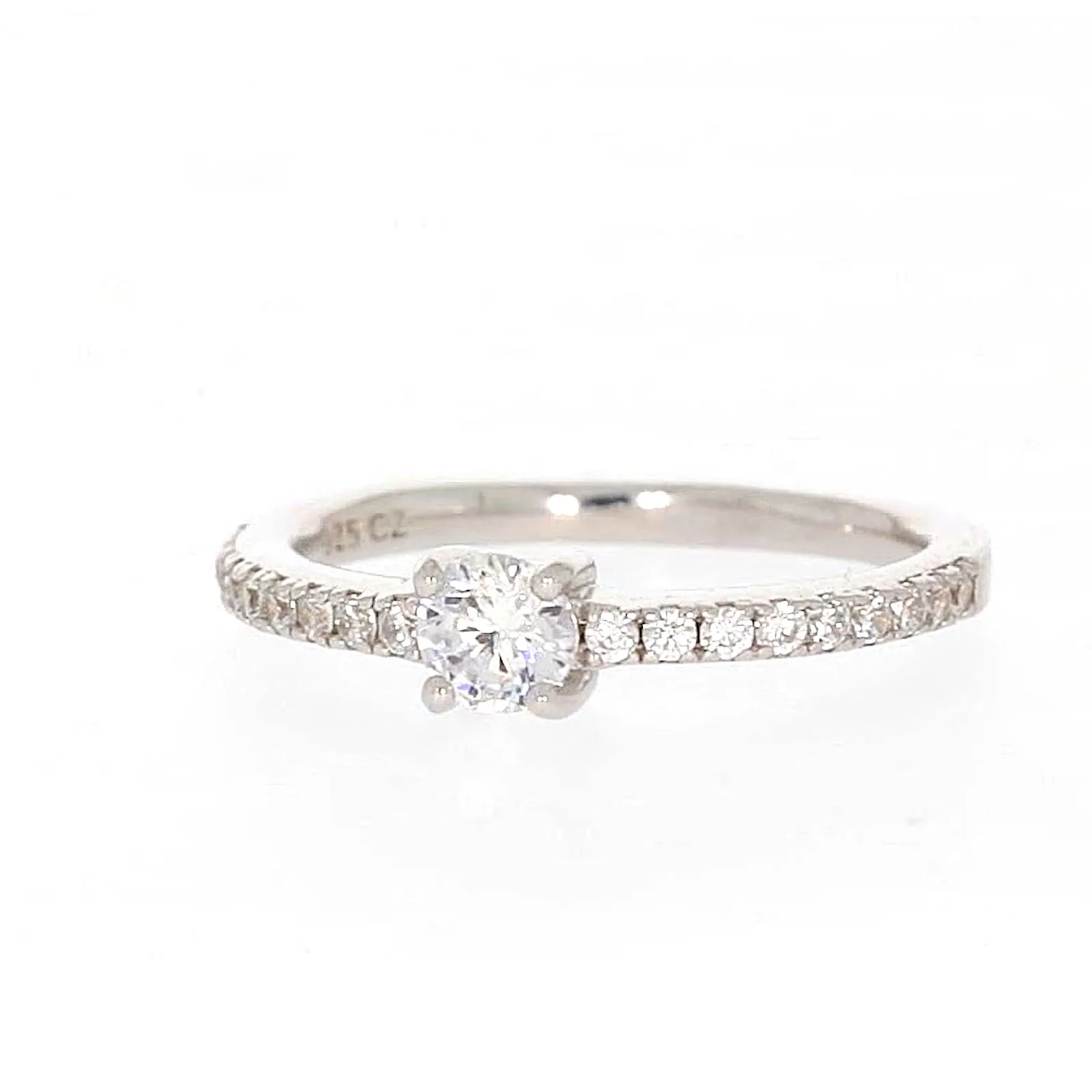 Sterling Silver Cubic Zirconia Stacker Ring - Image 4