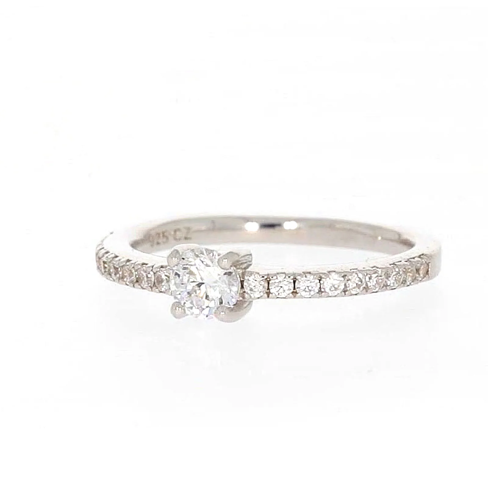 Sterling Silver Cubic Zirconia Stacker Ring - Image 5
