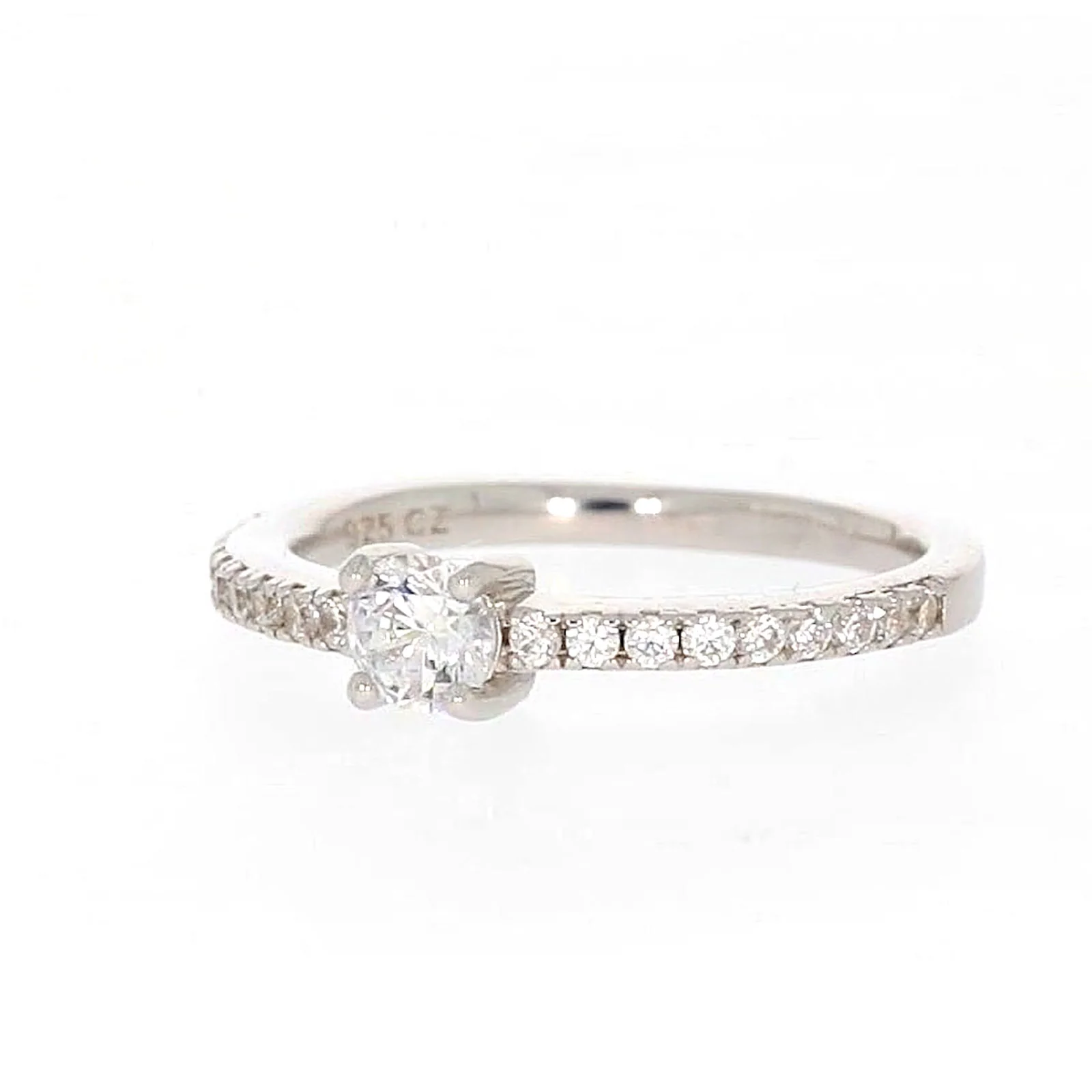 Sterling Silver Cubic Zirconia Stacker Ring - Image 6